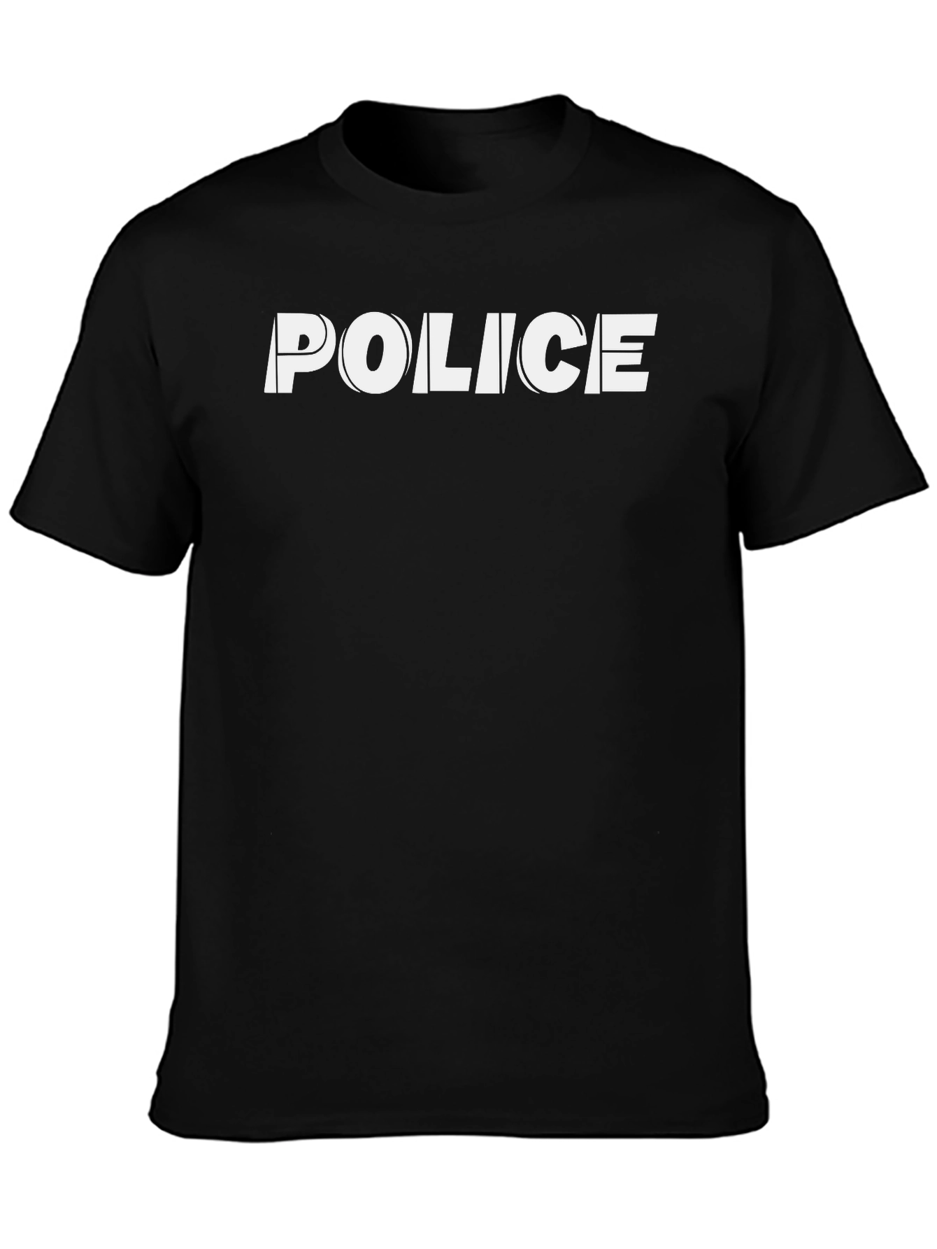 Police Graphic Tee - Black Cotton Blend T-Shirt