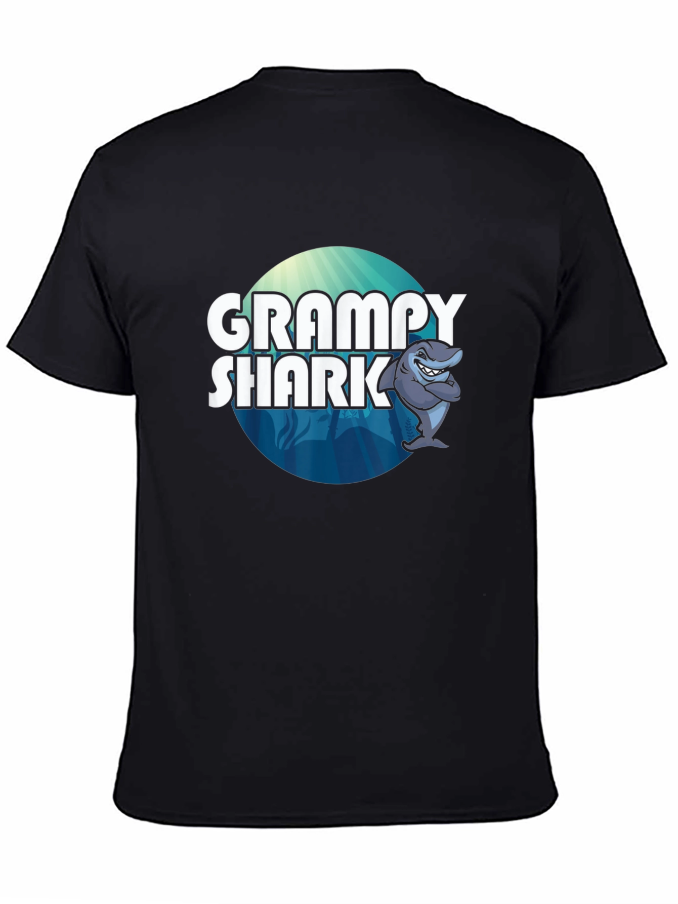 Grampy Shark Graphic Tee - Black Cotton T-Shirt