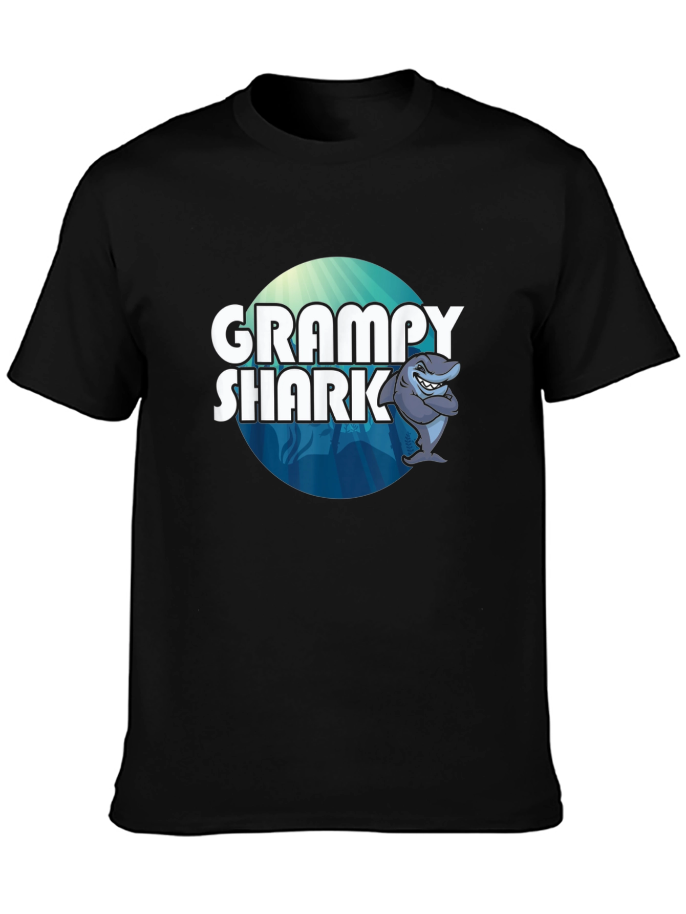 Grampy Shark Graphic Tee - Black Cotton T-Shirt