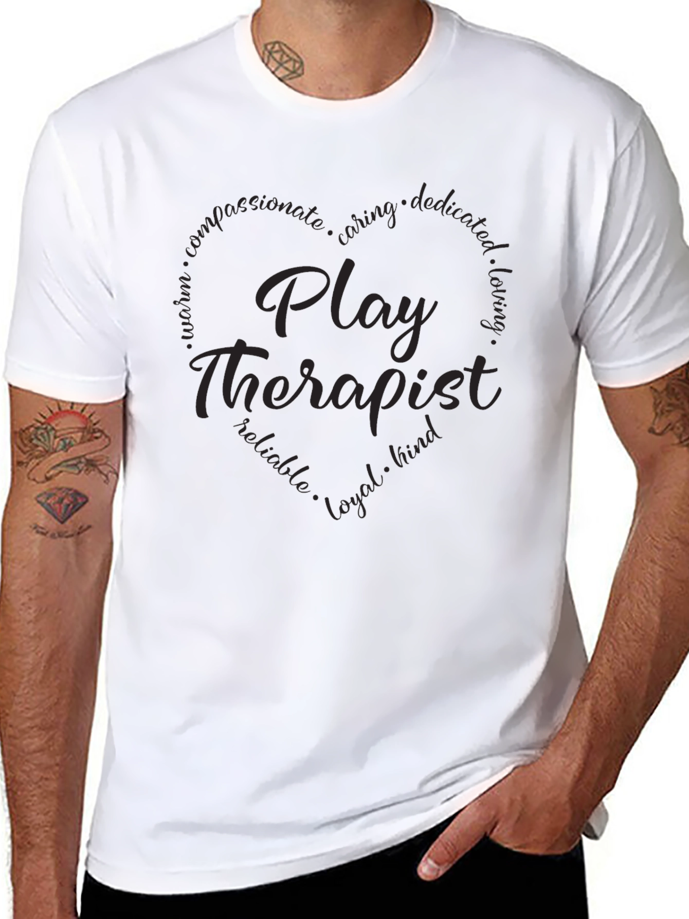 Play Therapist Heart Tee - Compassionate and Caring
