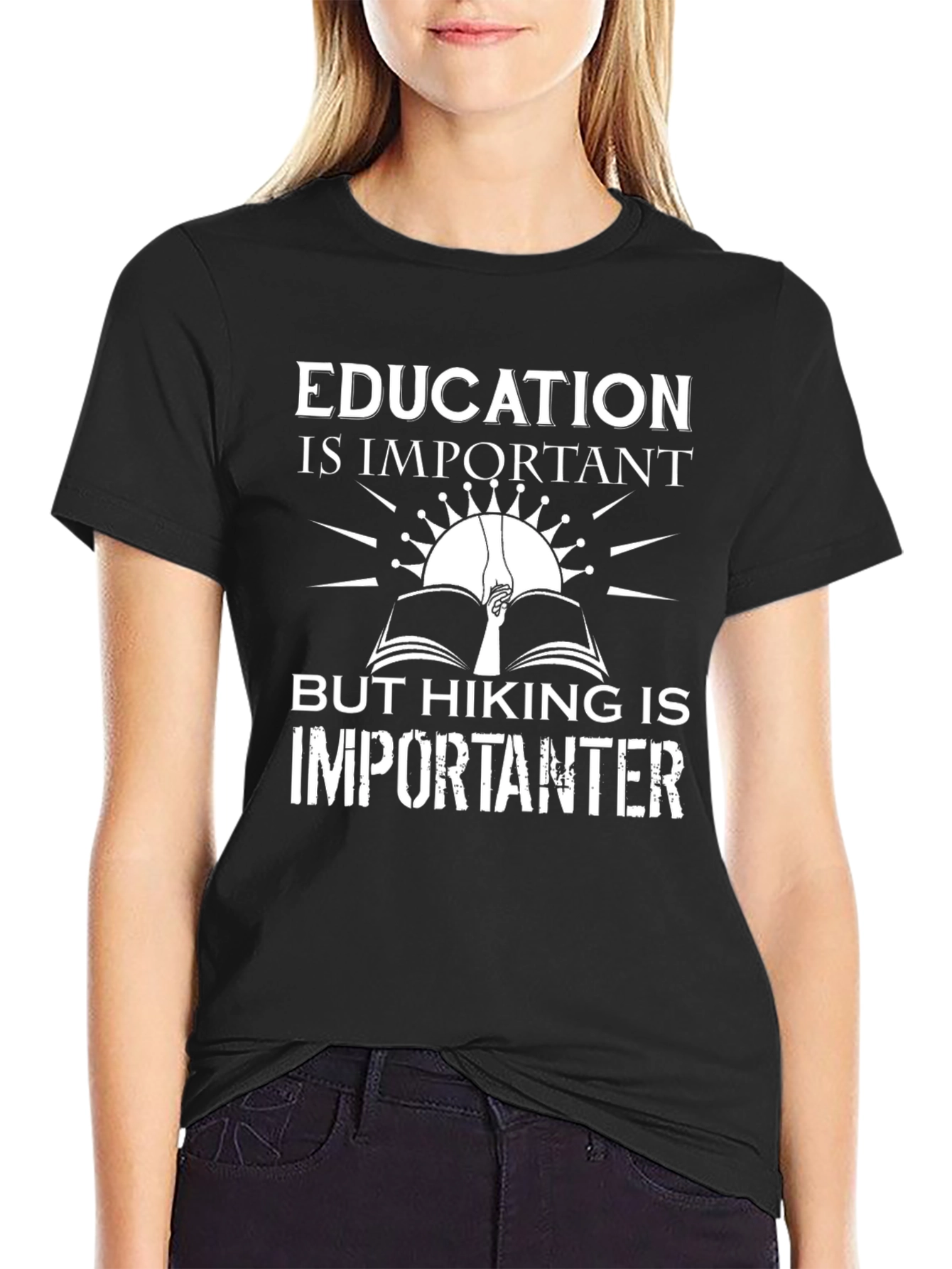 Education vs Hiking Graphic Tee