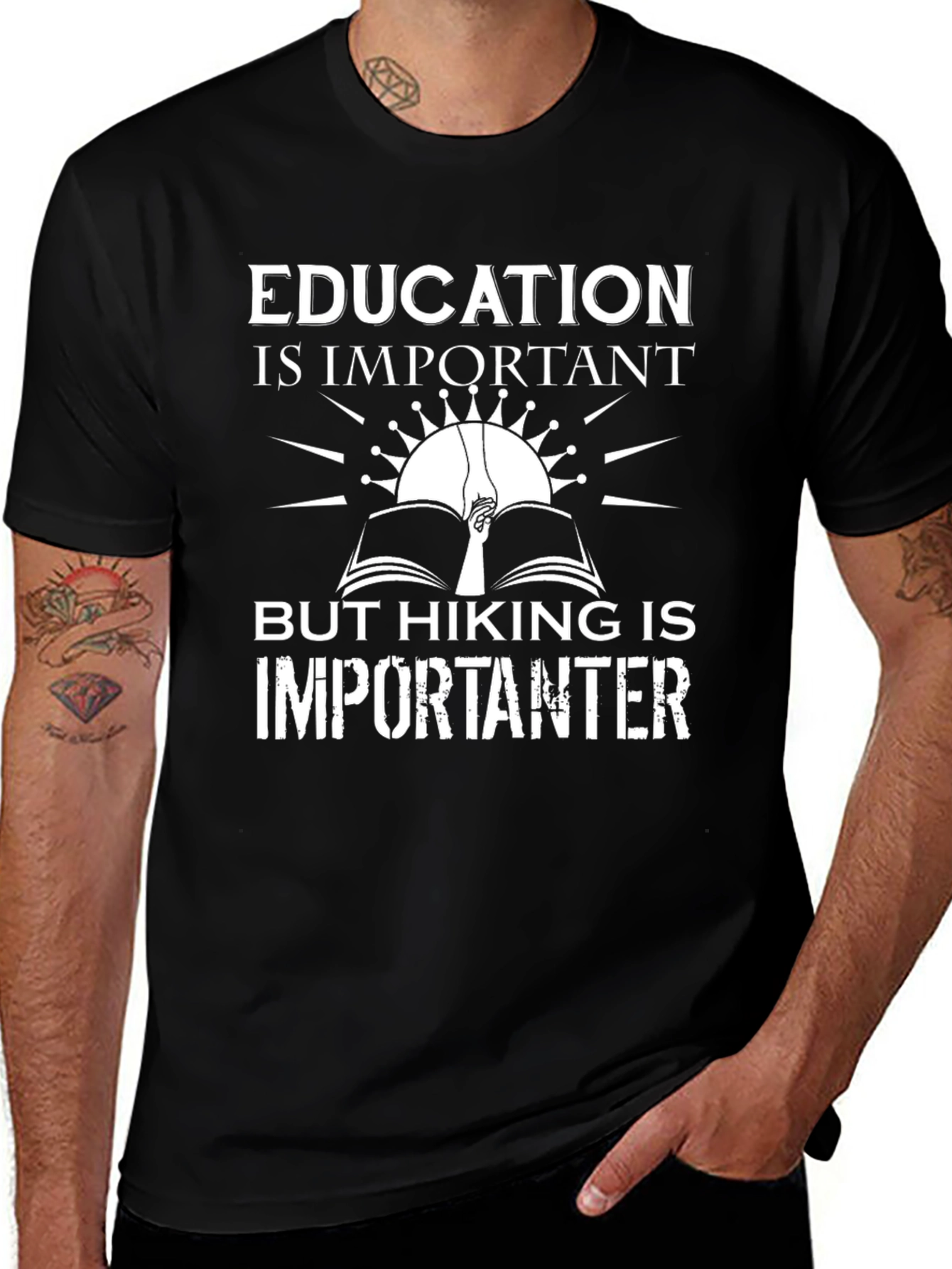 Education vs Hiking Graphic Tee