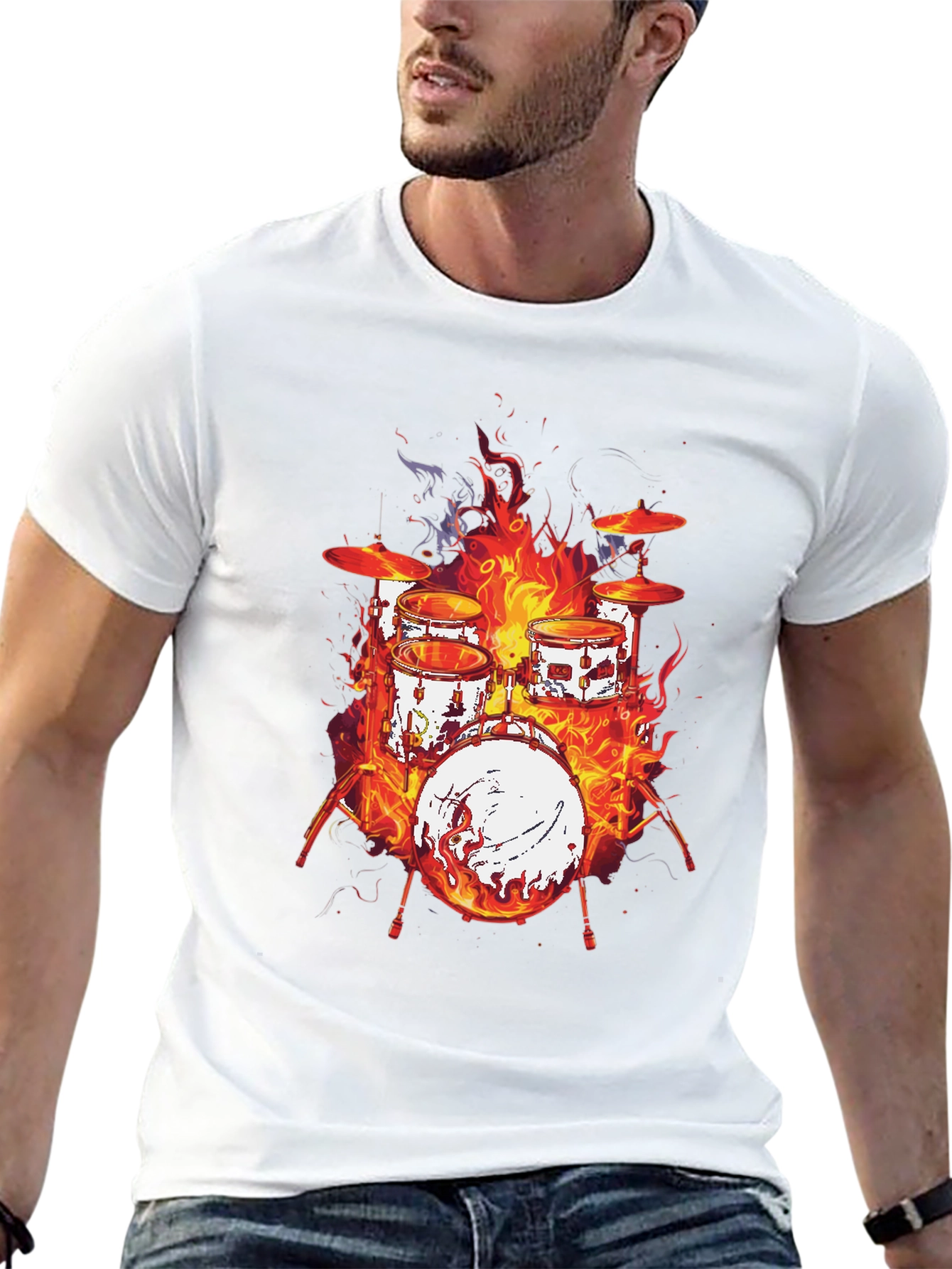 Fiery Drum Set Graphic Tee