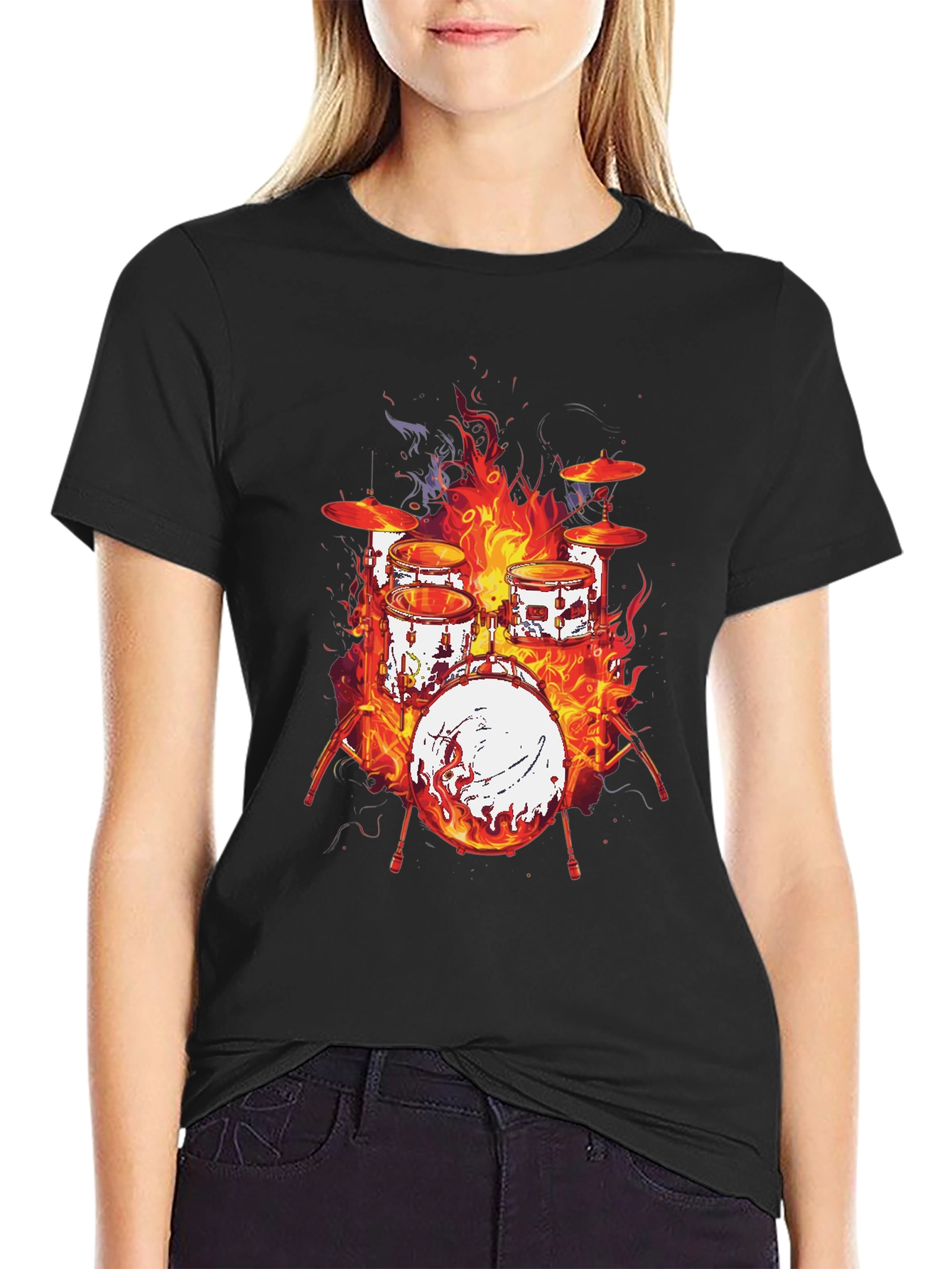 Fiery Drum Set Graphic Tee