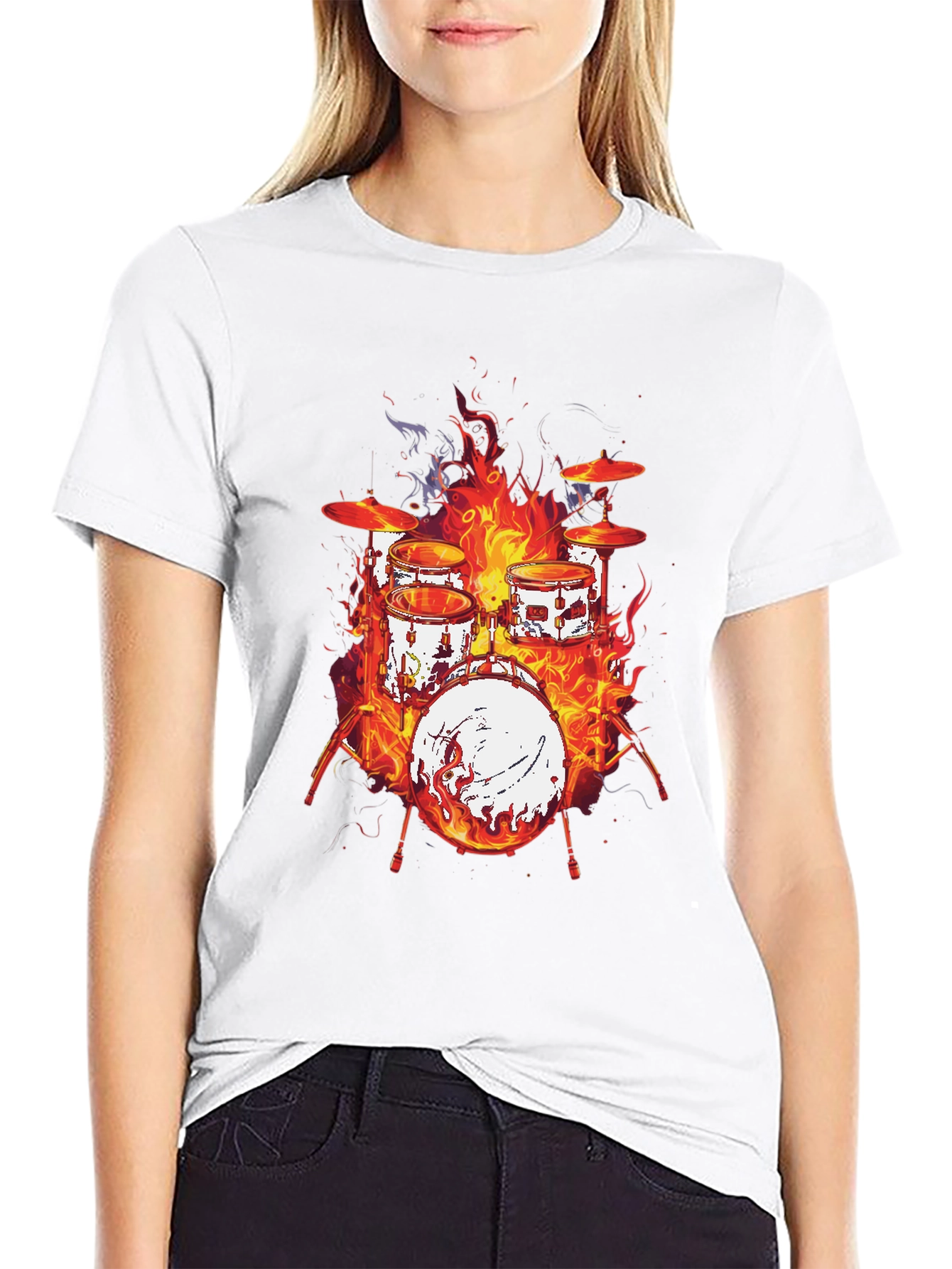 Fiery Drum Set Graphic Tee