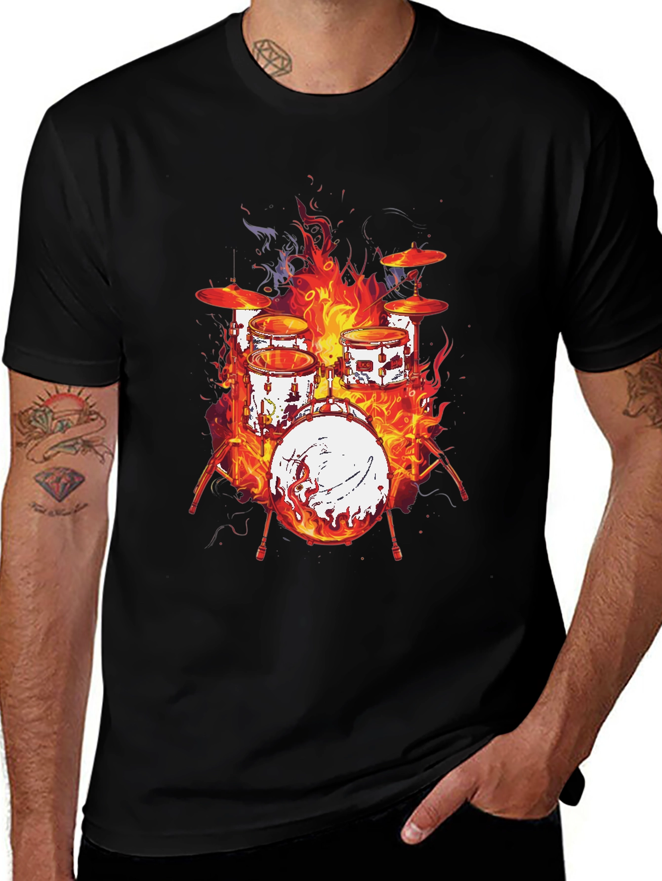 Fiery Drum Set Graphic Tee