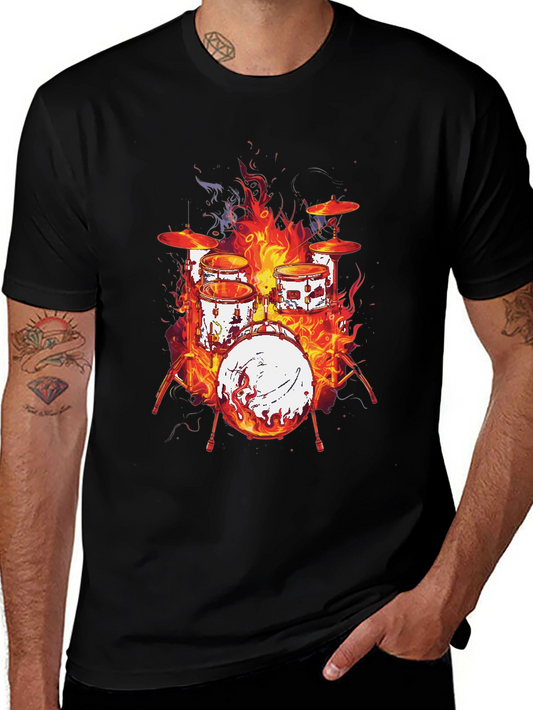 Fiery Drum Set Graphic Tee