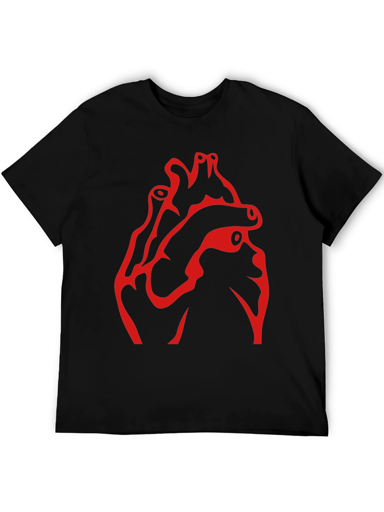 Anatomical Heart Graphic T-Shirt - Red Print on Black