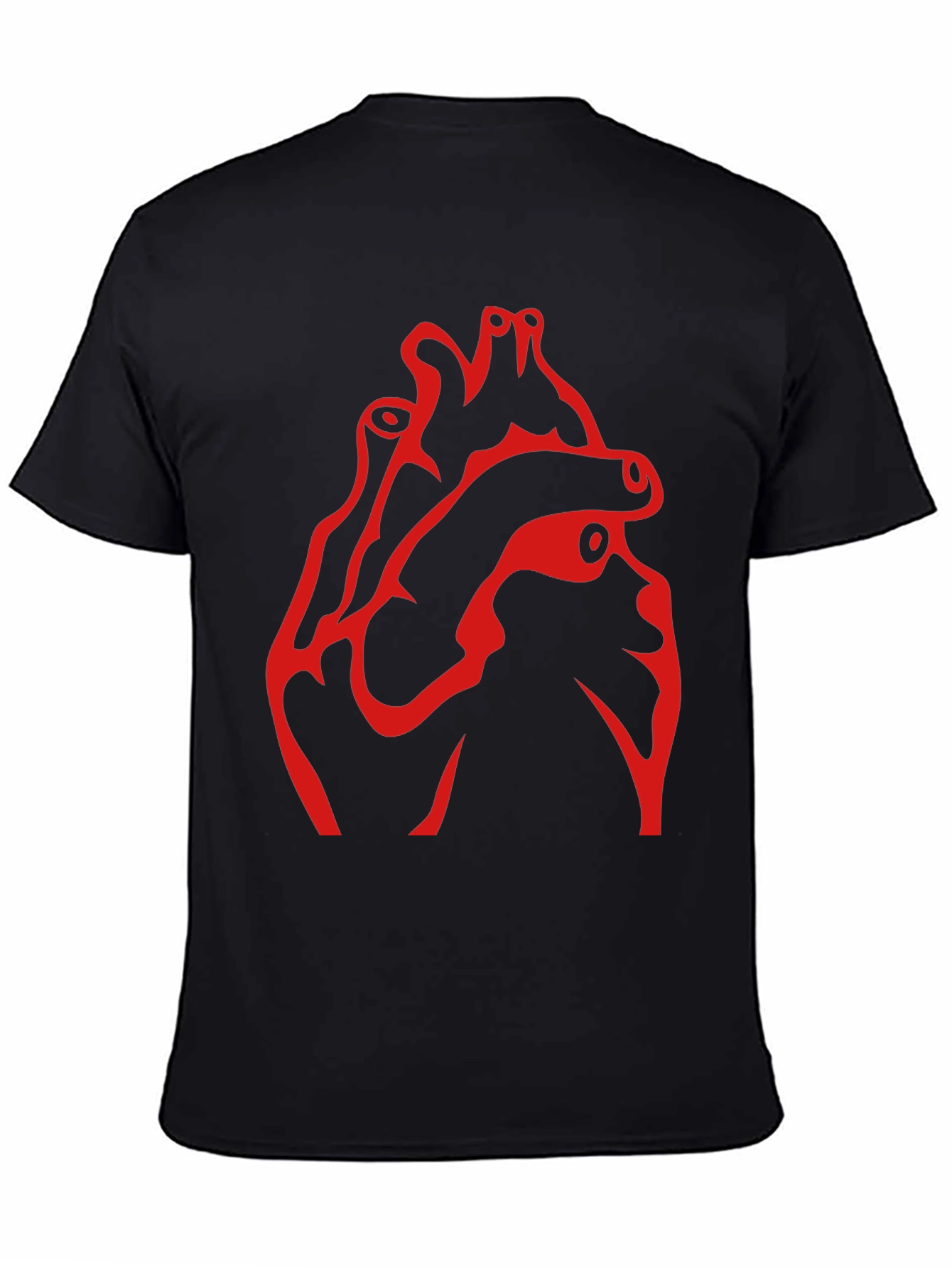 Anatomical Heart Graphic T-Shirt - Red Print on Black
