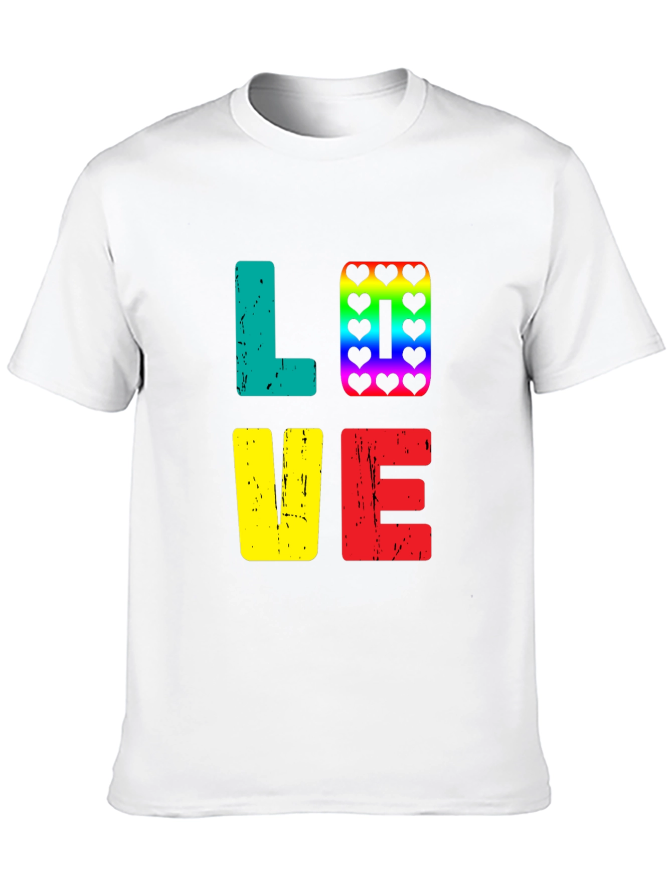 Love Rainbow Heart Graphic Tee - Black