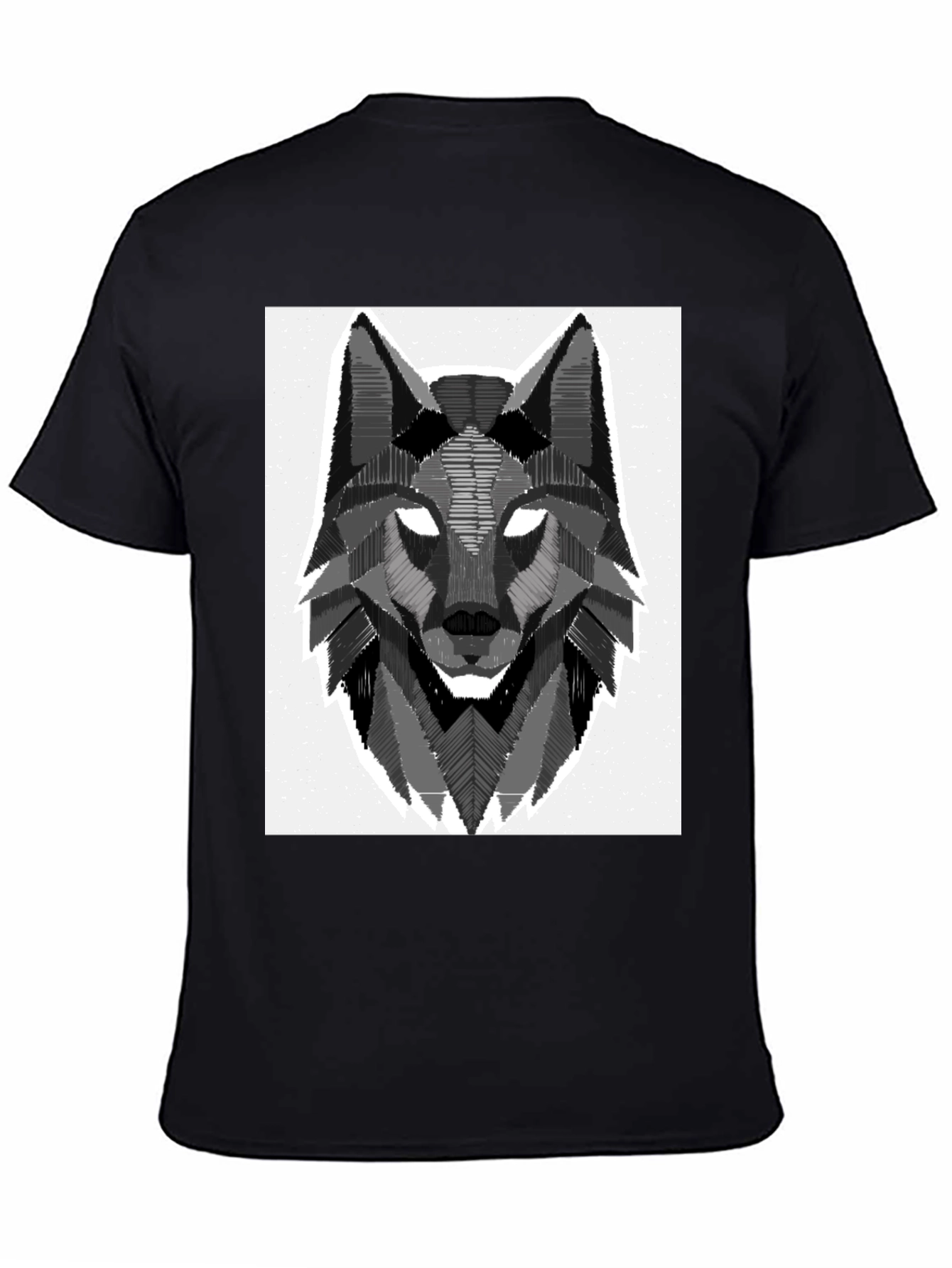 Geometric Wolf Graphic Tee - Stylish Black T-Shirt