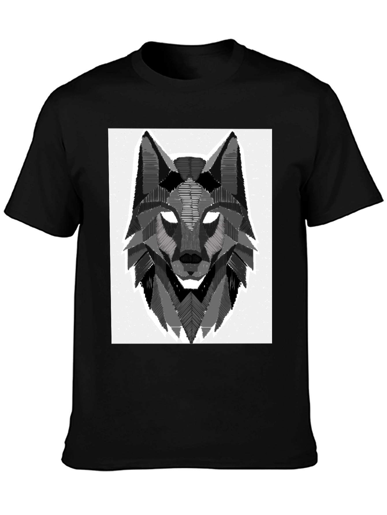 Geometric Wolf Graphic Tee - Stylish Black T-Shirt