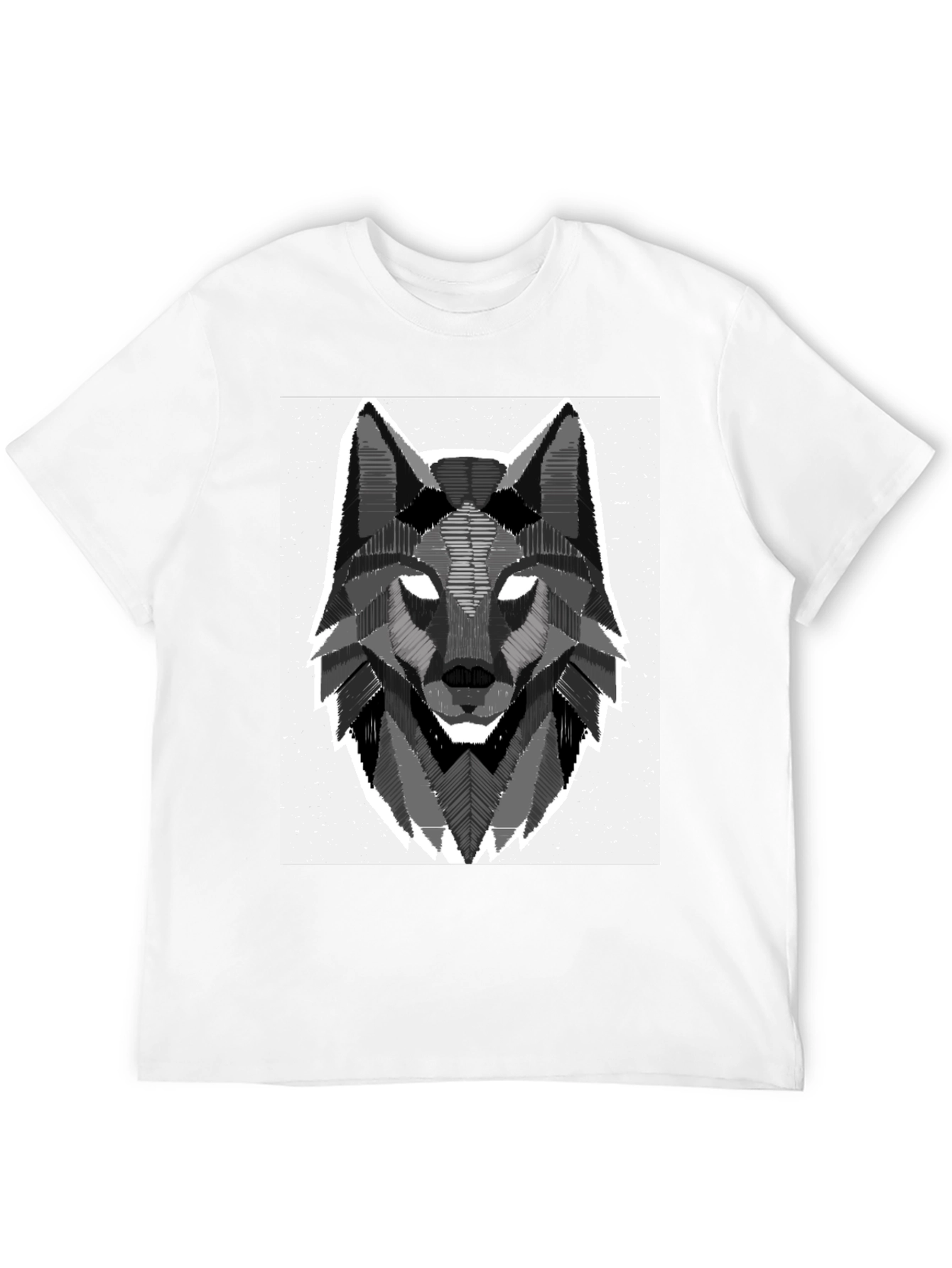 Geometric Wolf Graphic Tee - Stylish Black T-Shirt