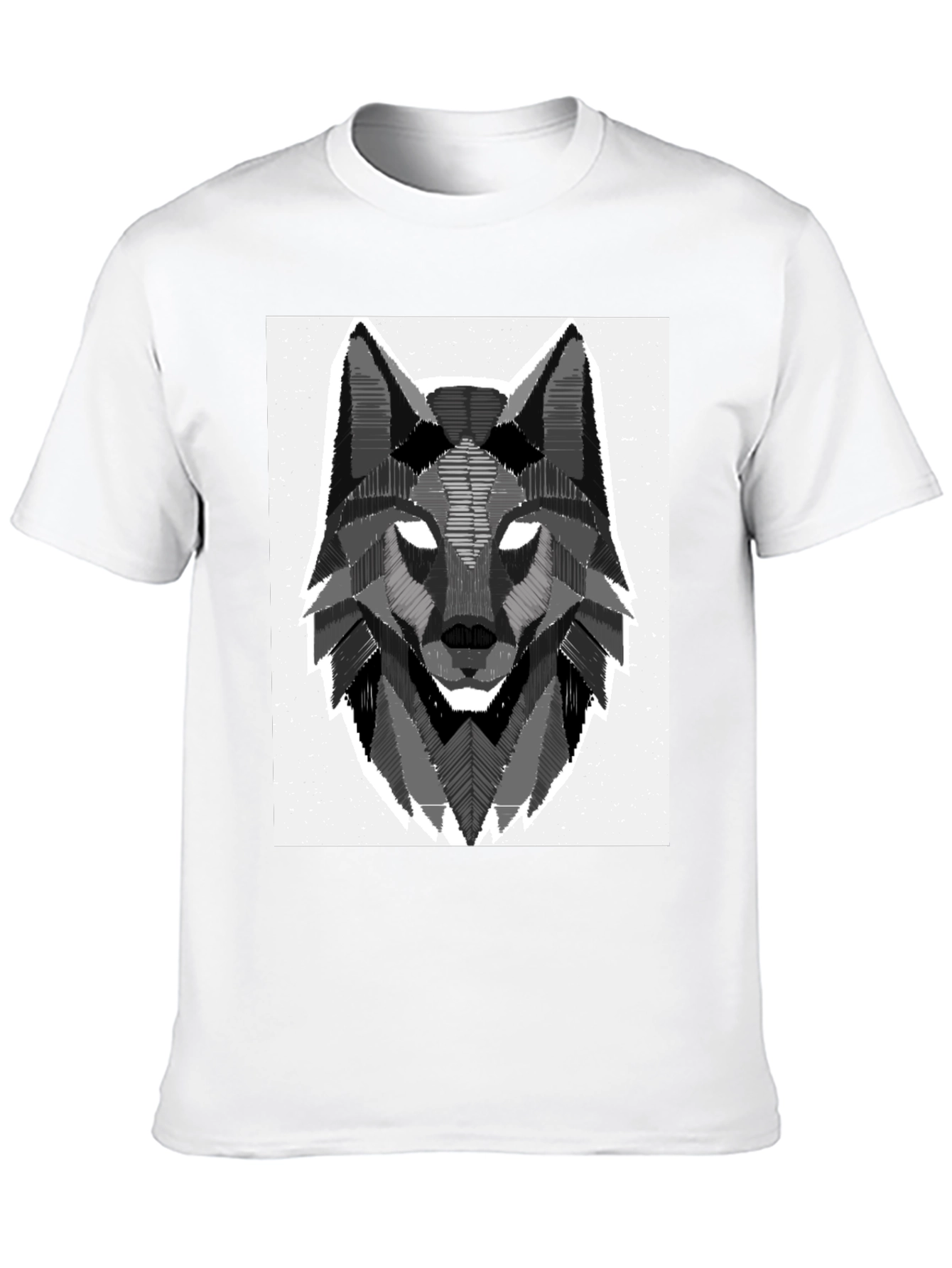 Geometric Wolf Graphic Tee - Stylish Black T-Shirt