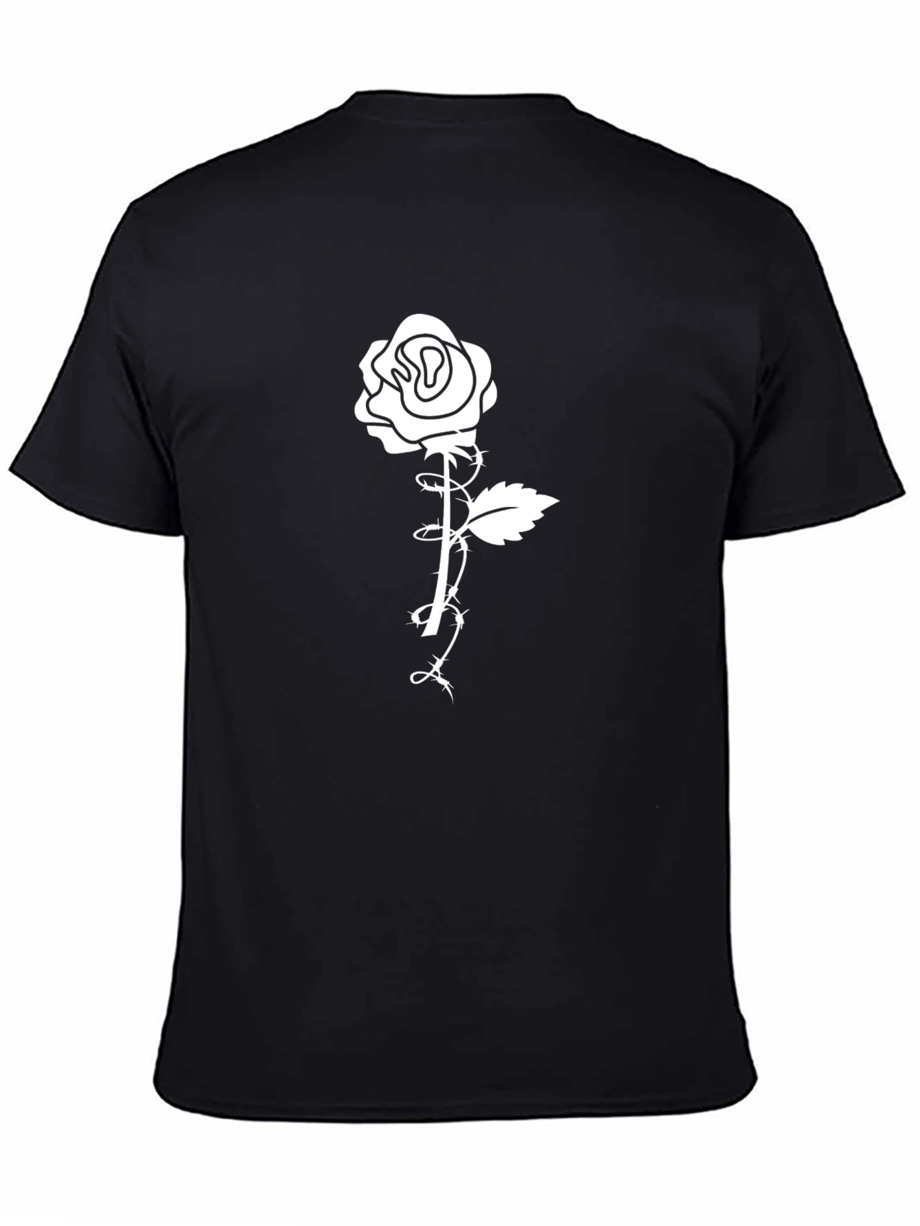 Mens Black T-Shirt with Rose Graphic Print