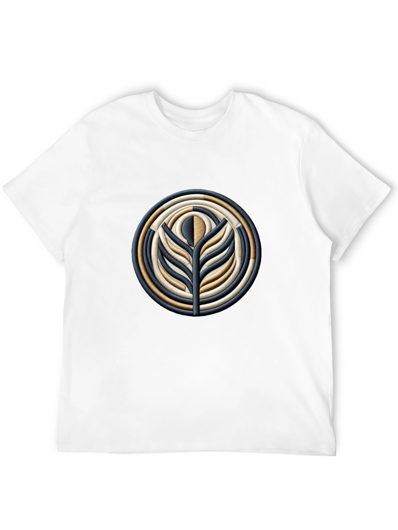Embroidered Floral Medallion Black T-Shirt