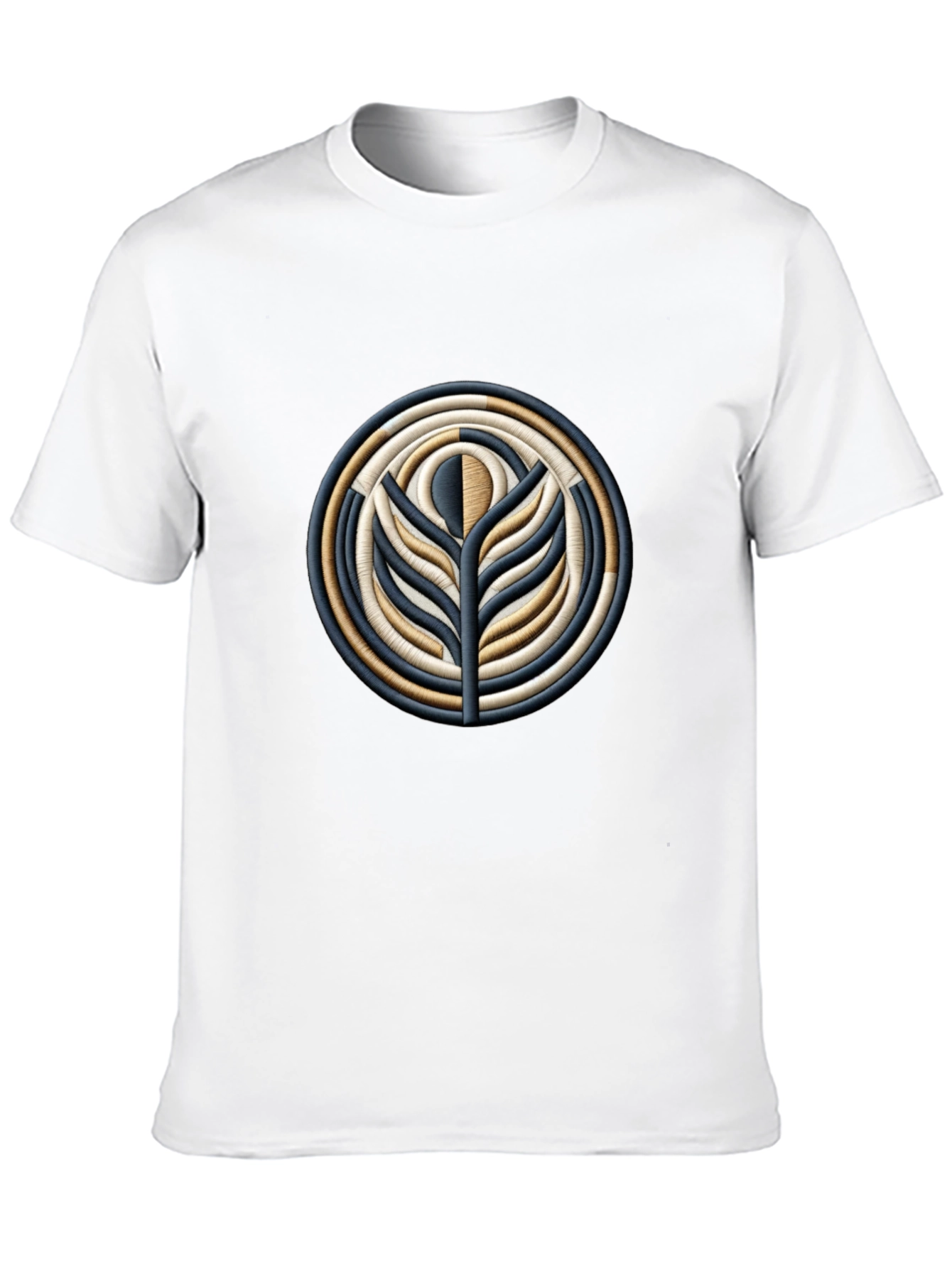 Embroidered Floral Medallion Black T-Shirt
