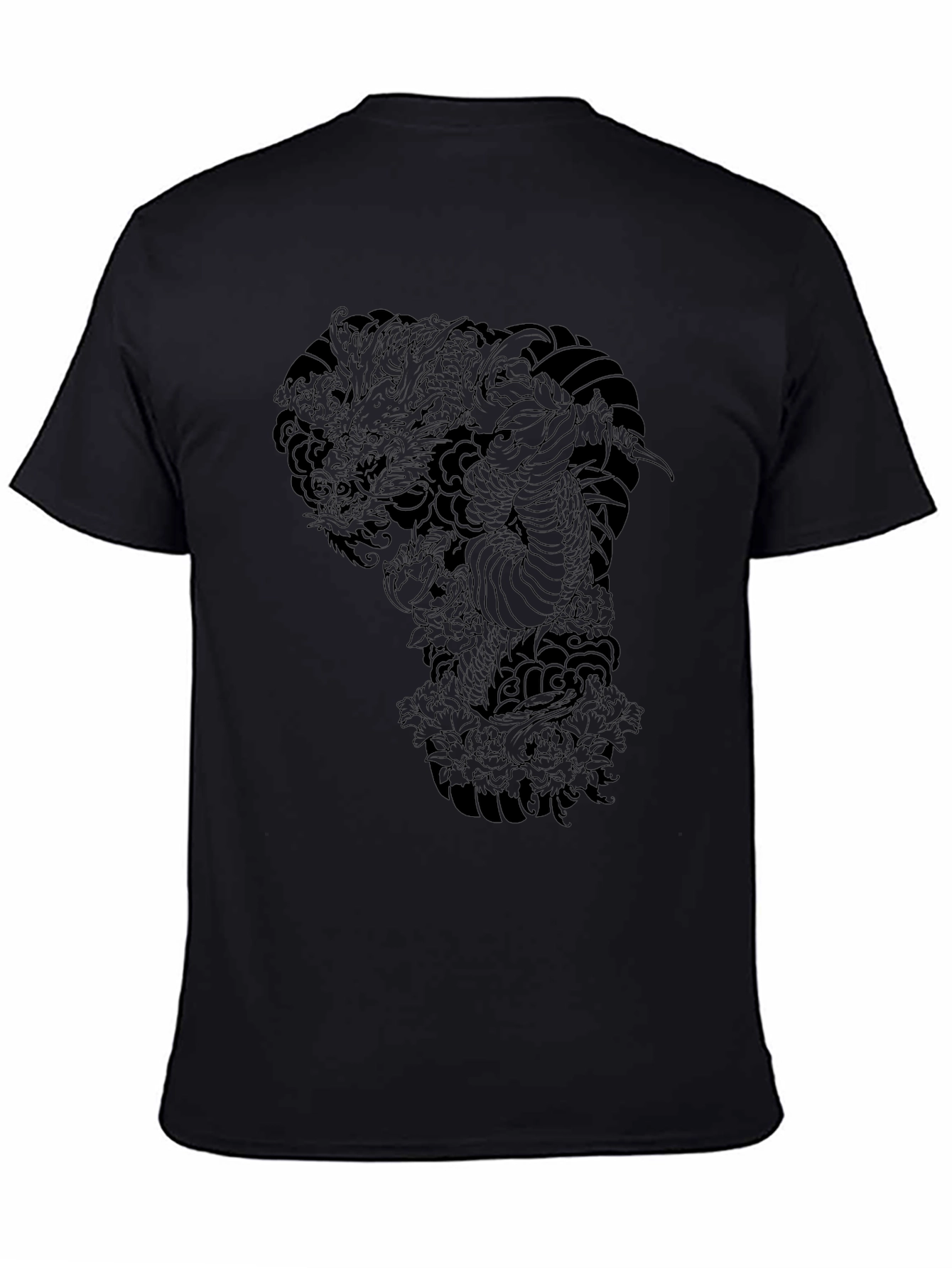 Dragon Graphic Print Black T-Shirt