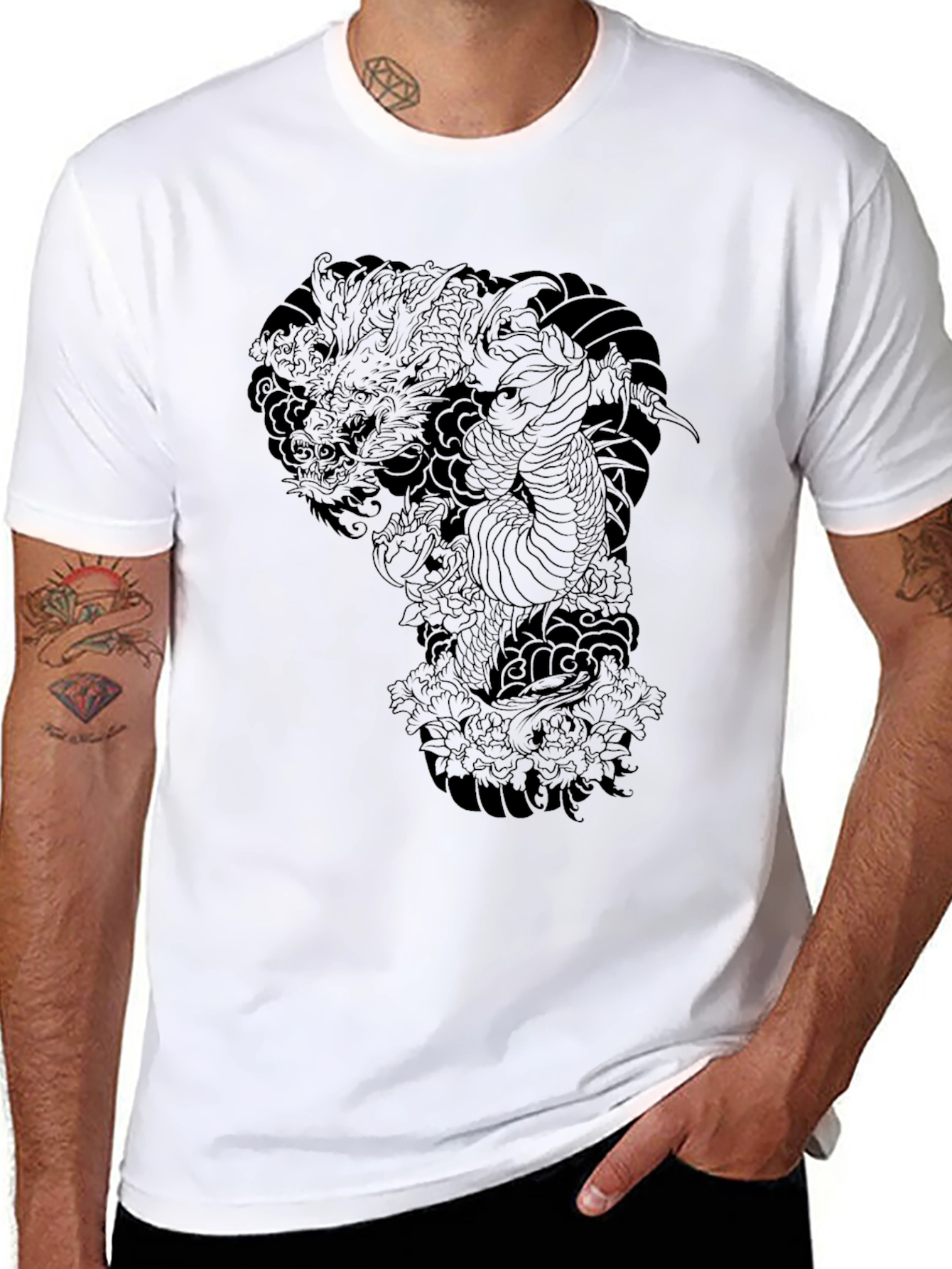 Dragon Graphic Print Black T-Shirt