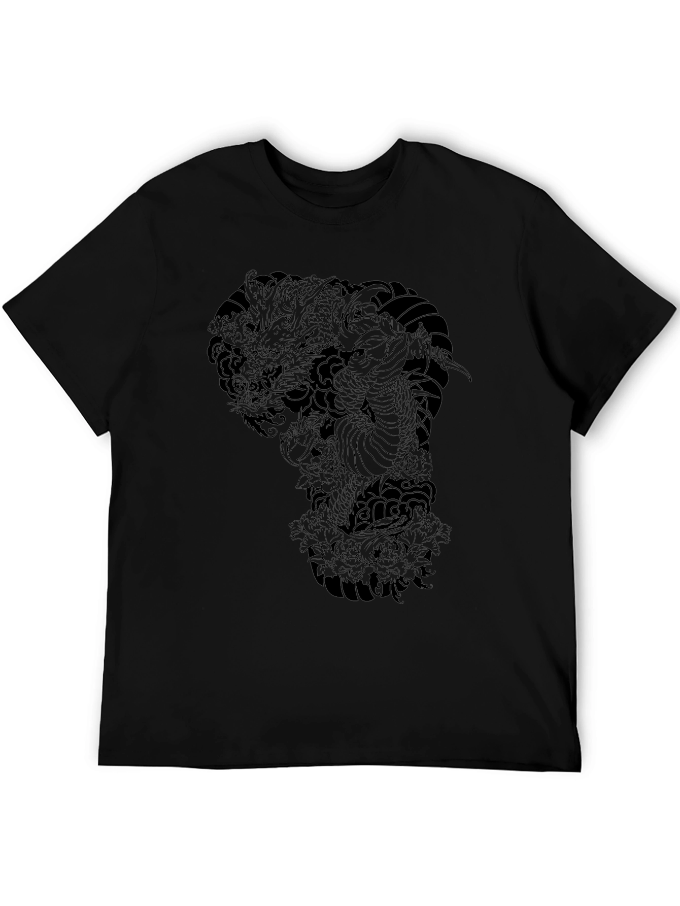 Dragon Graphic Print Black T-Shirt