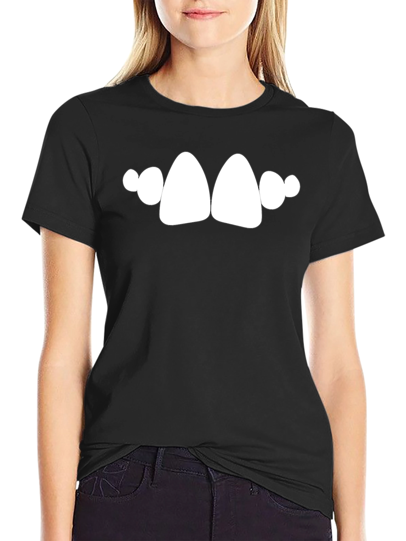 Funny Teeth Graphic Black T-Shirt