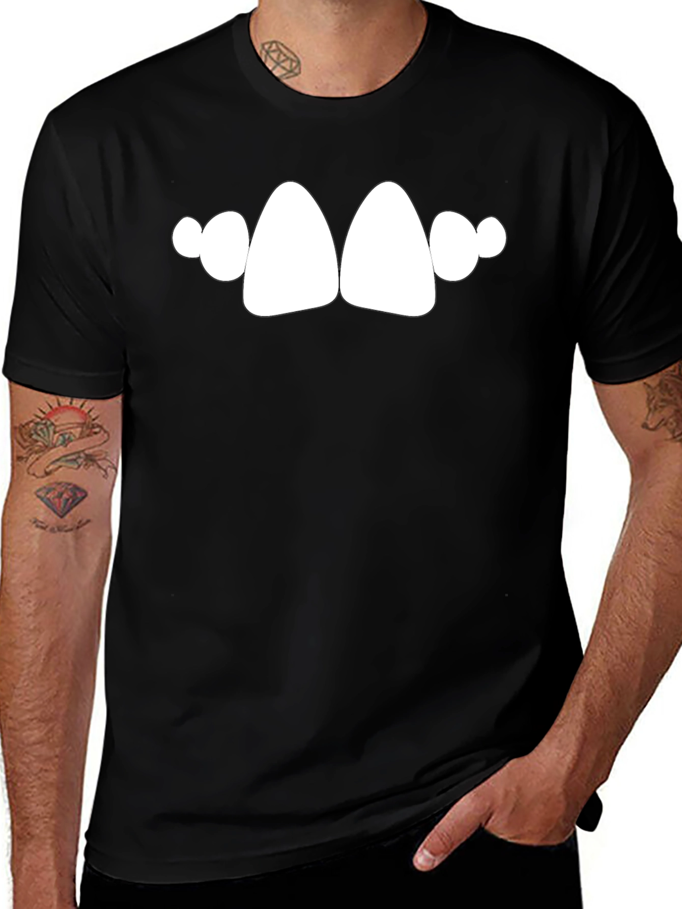 Funny Teeth Graphic Black T-Shirt