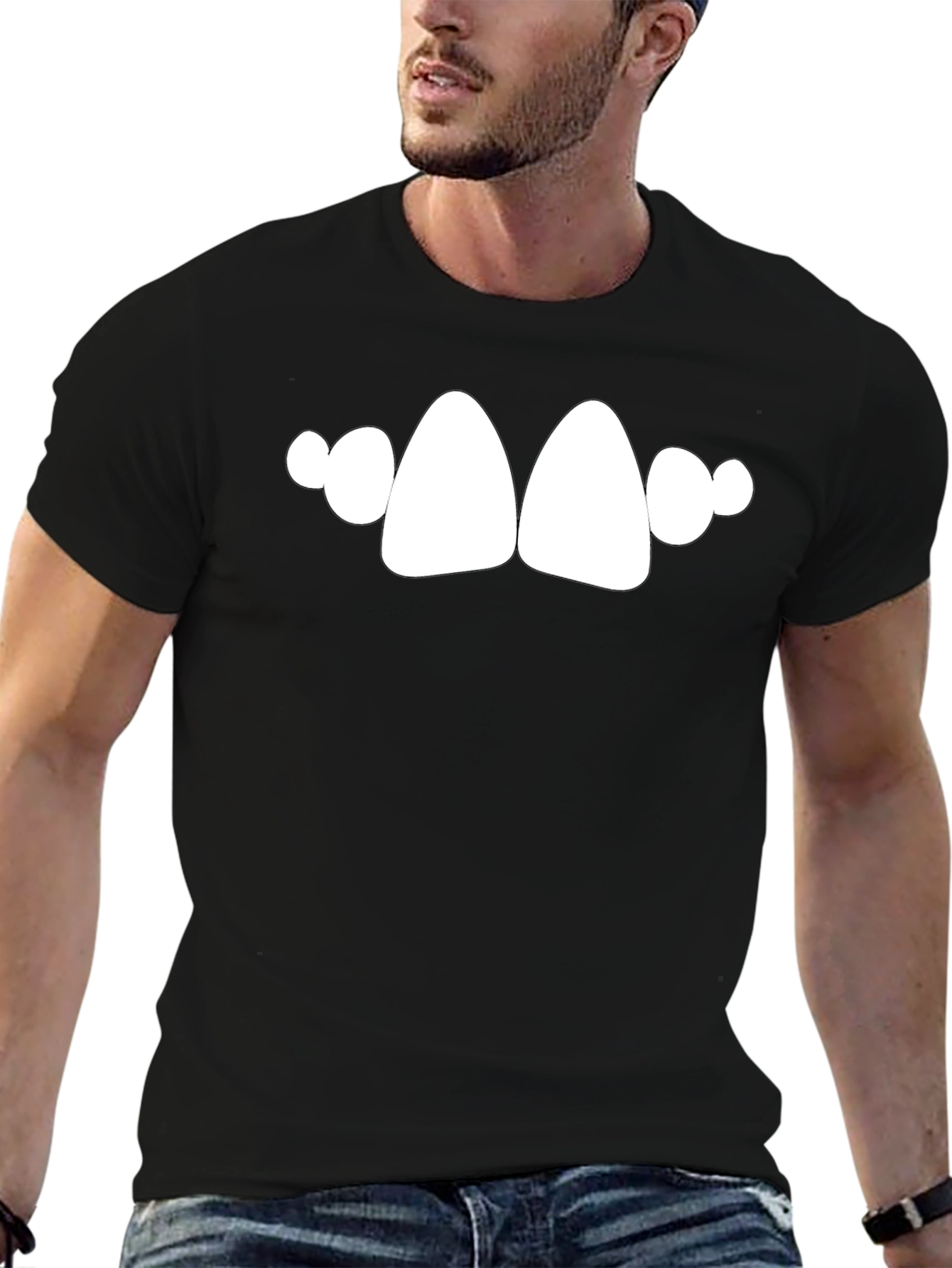 Funny Teeth Graphic Black T-Shirt