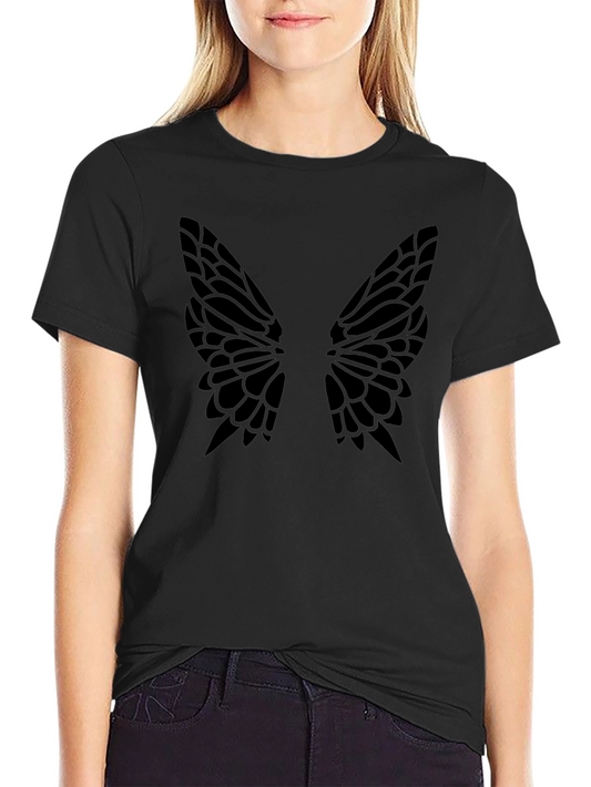 Butterfly Wings Graphic Tee - Black Cotton