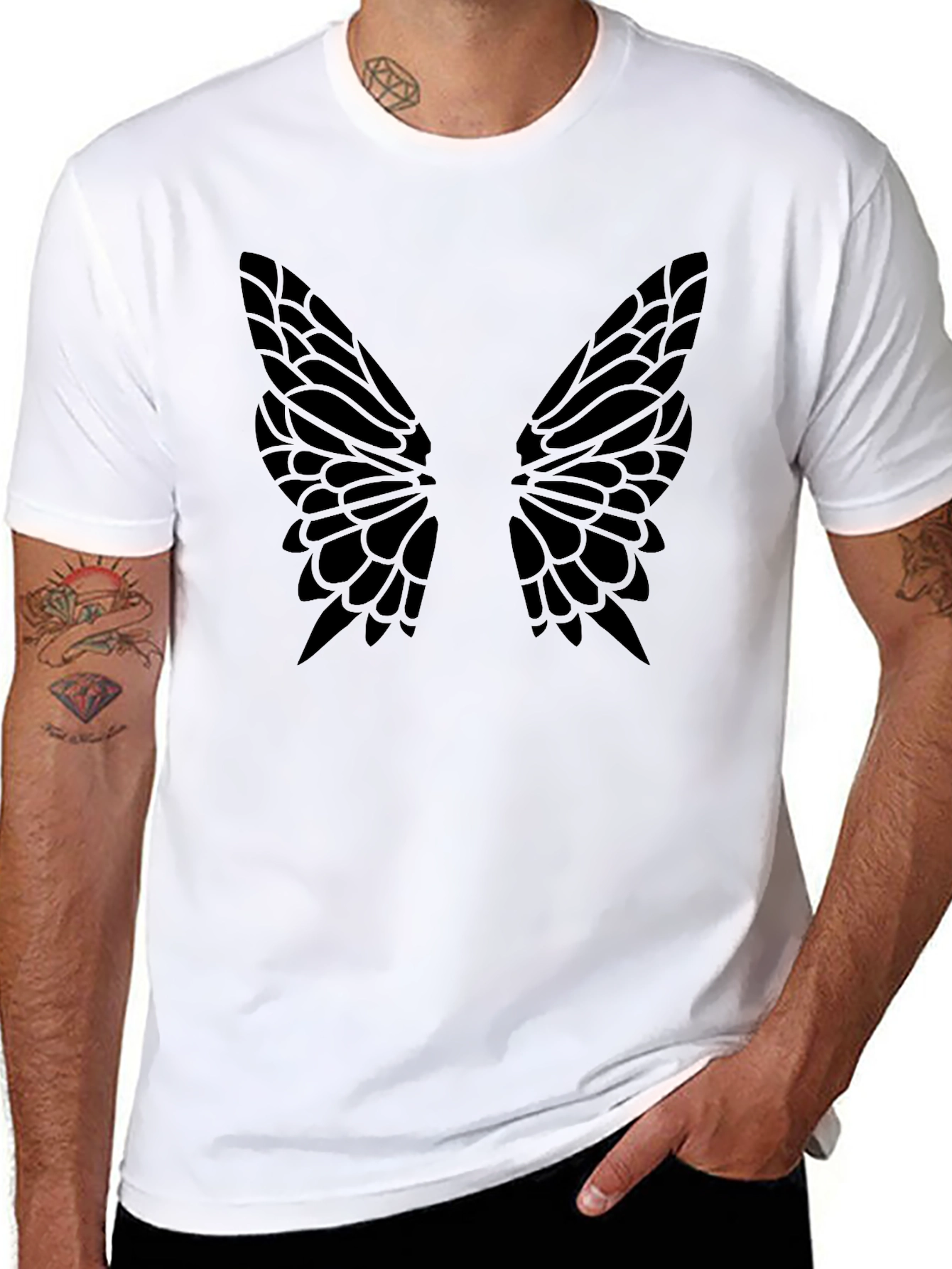 Butterfly Wings Graphic Tee - Black Cotton
