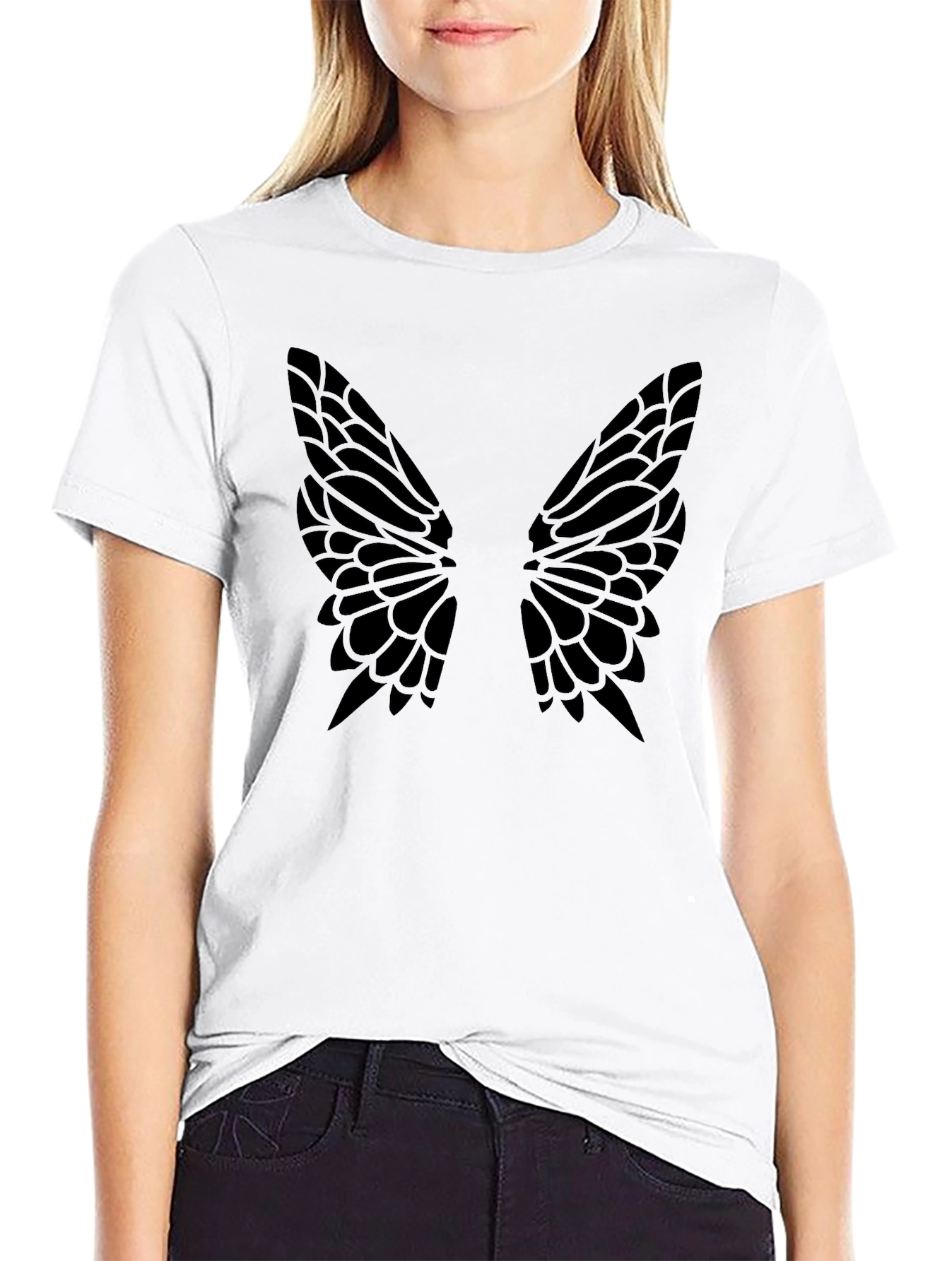 Butterfly Wings Graphic Tee - Black Cotton