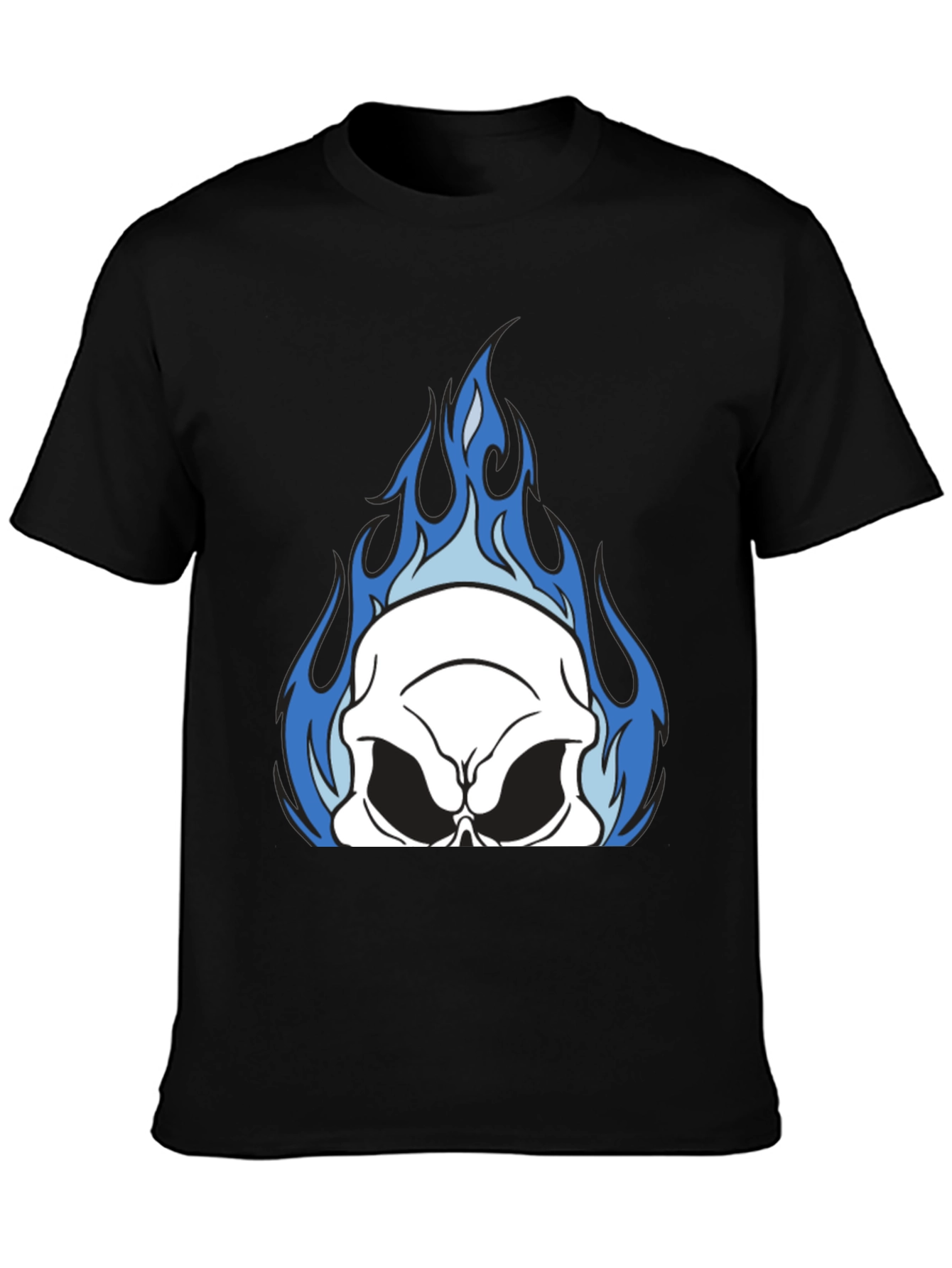 Skull On Fire Graphic Tee - Black