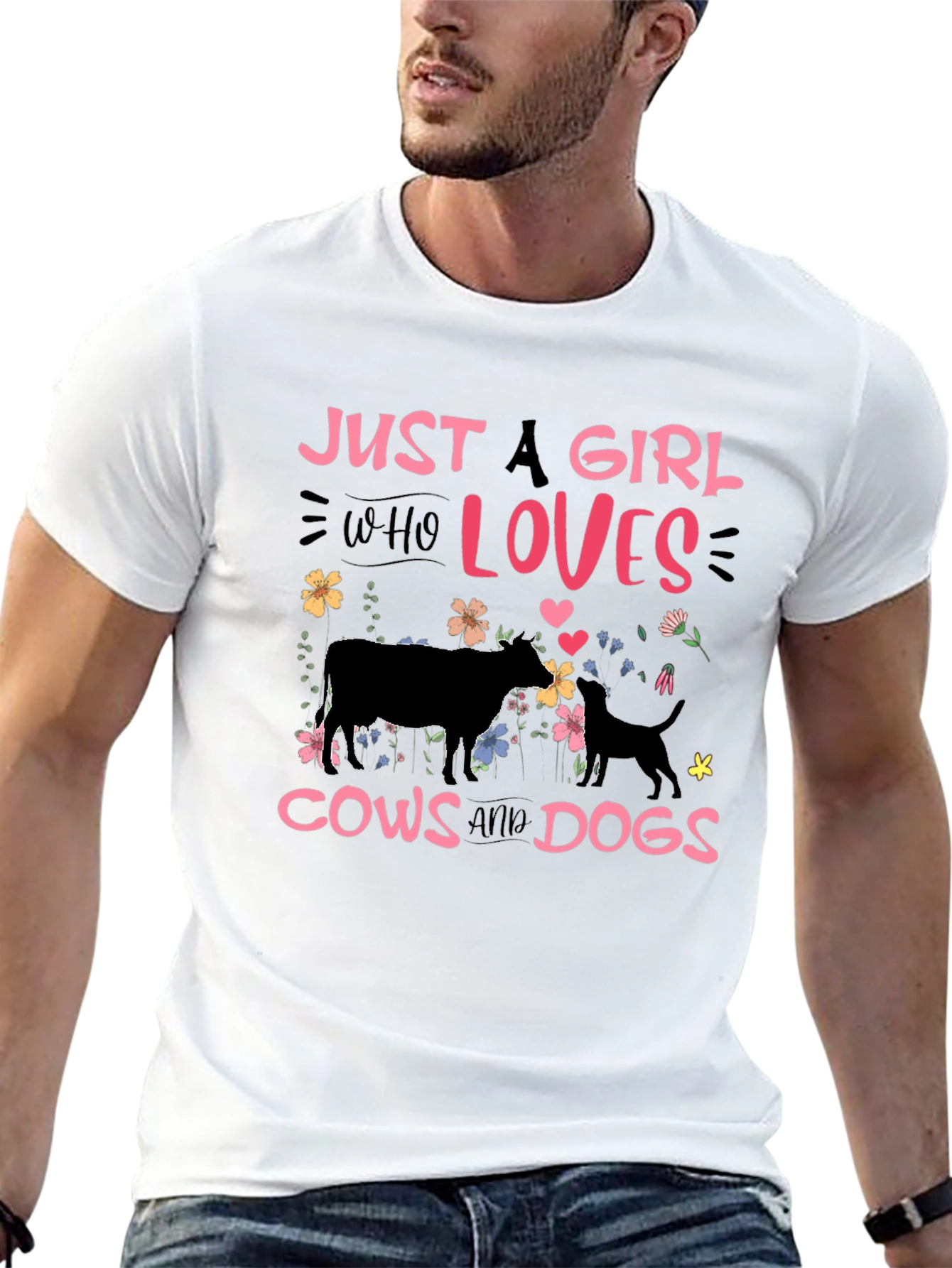 Just a Girl Who Loves Cows and Dogs T-Shirt