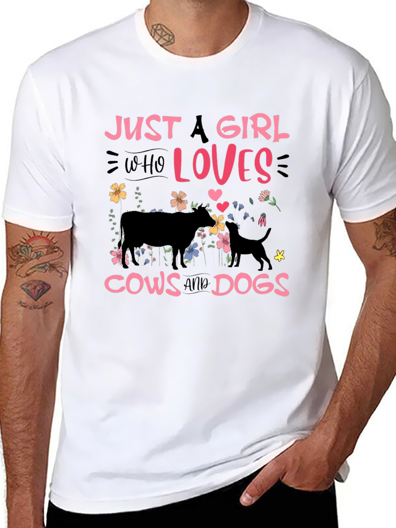 Just a Girl Who Loves Cows and Dogs T-Shirt