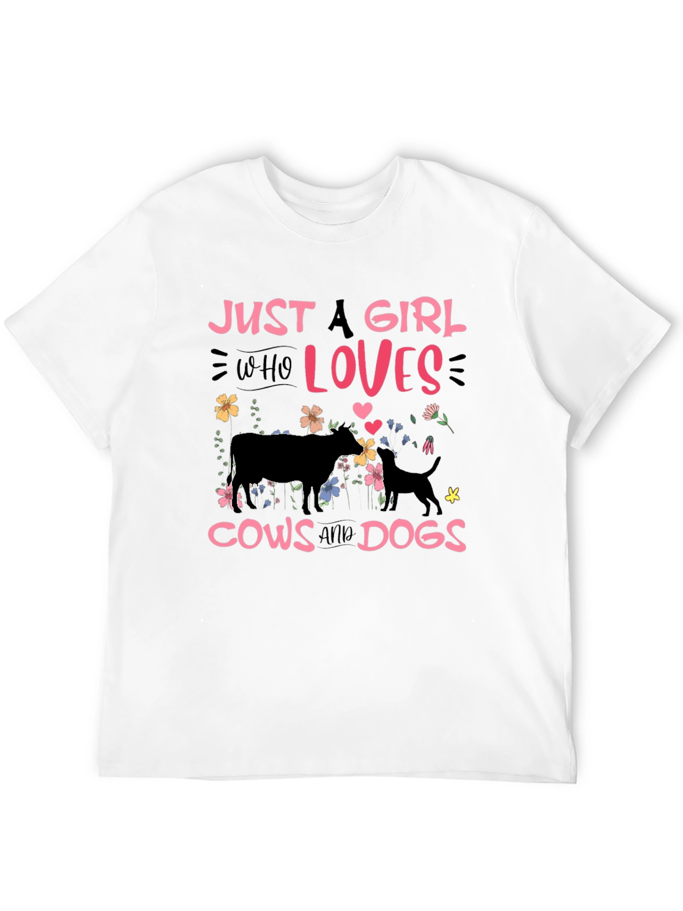 Just a Girl Who Loves Cows and Dogs T-Shirt