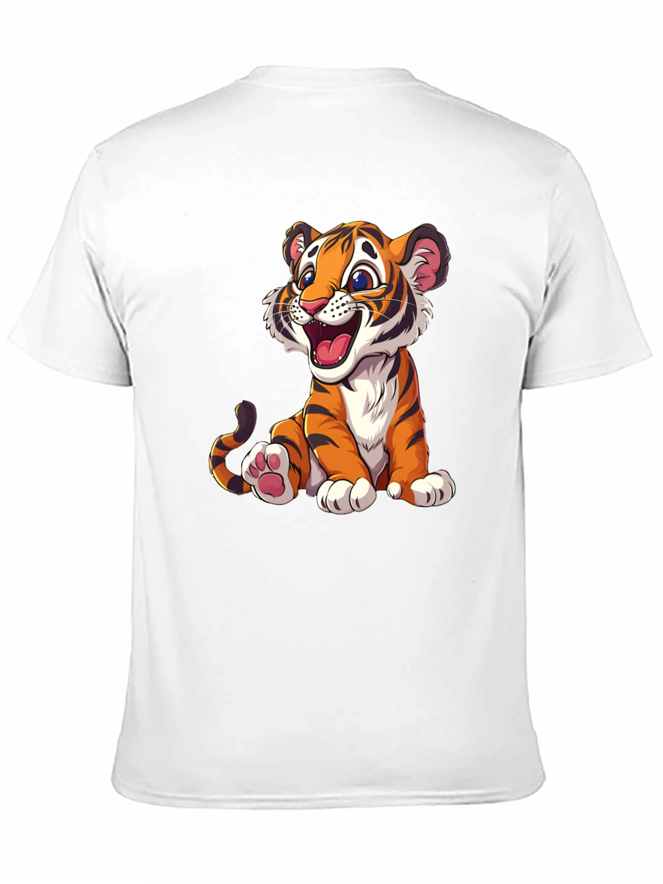 Cute Cartoon Tiger Graphic Tee - Black