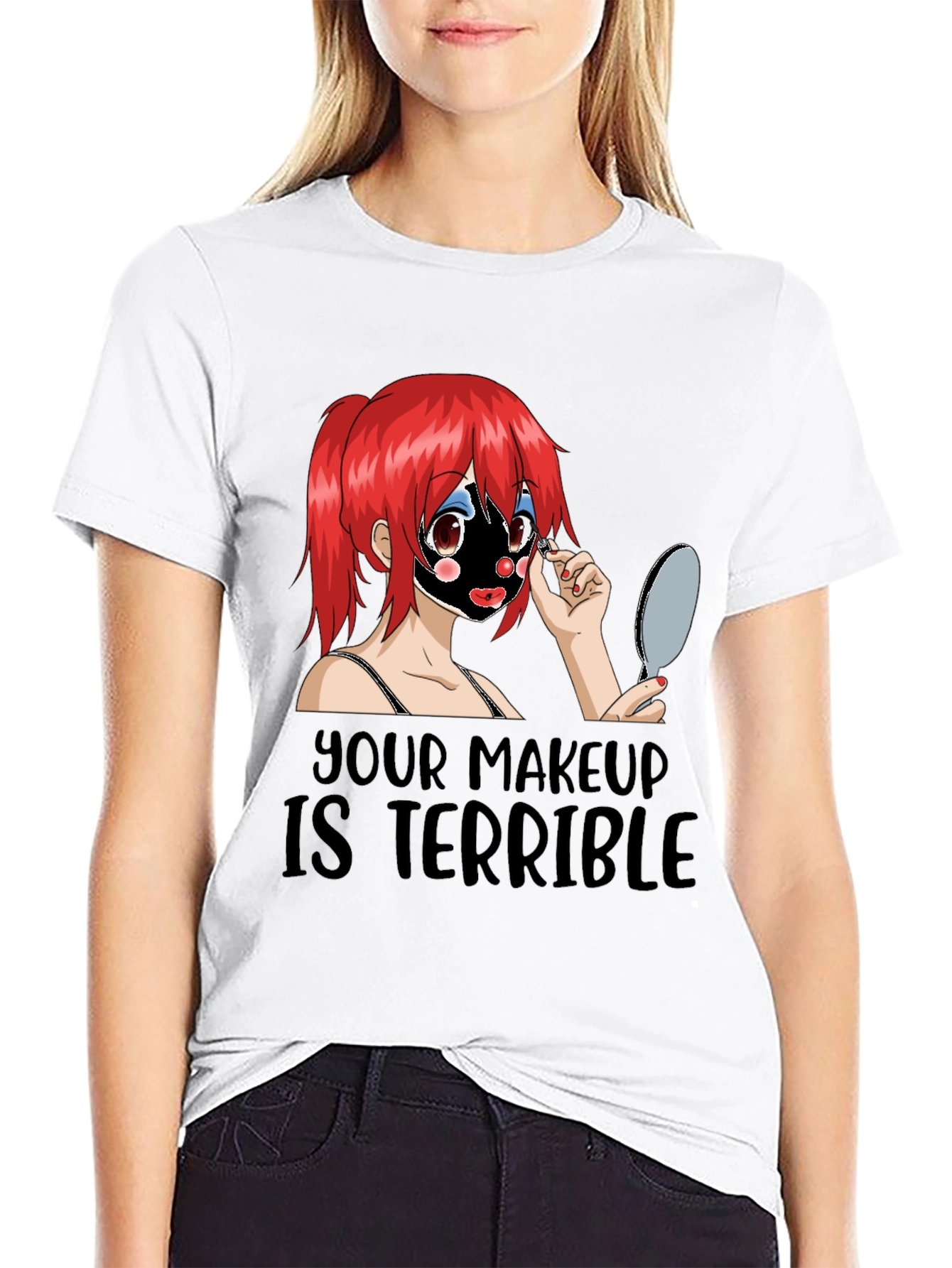 Terrible Makeup Anime Girl Graphic Tee