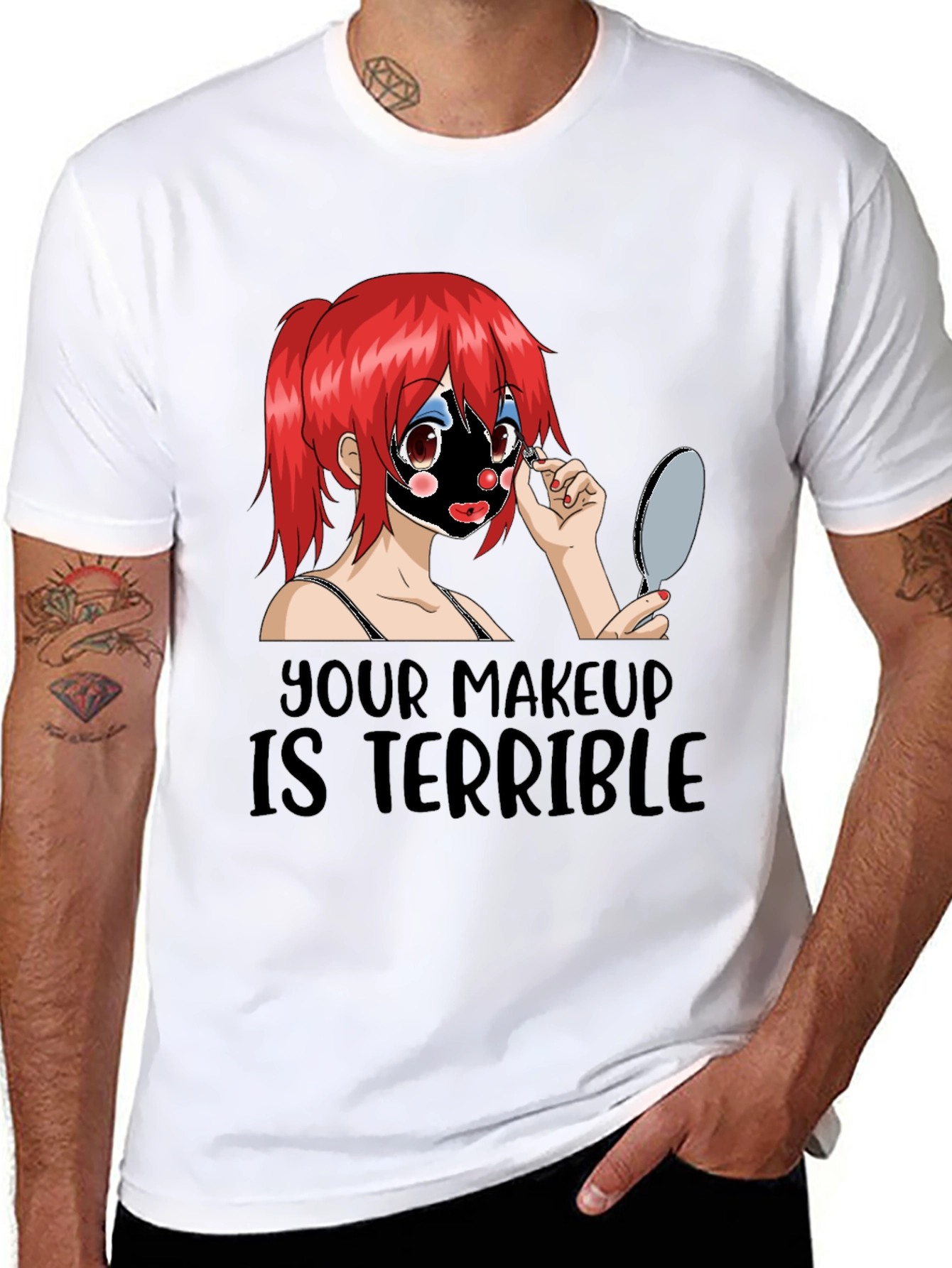 Terrible Makeup Anime Girl Graphic Tee