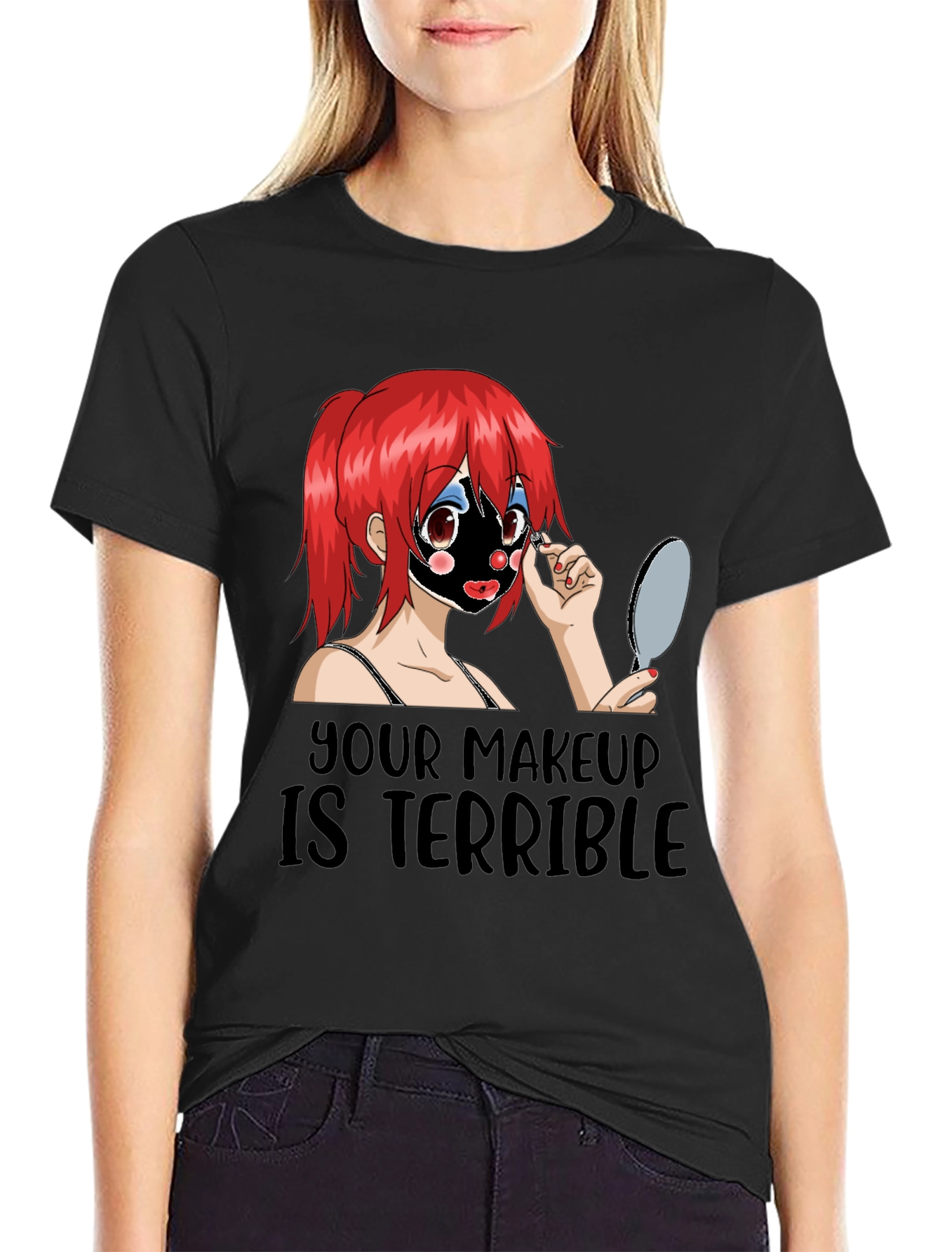 Terrible Makeup Anime Girl Graphic Tee