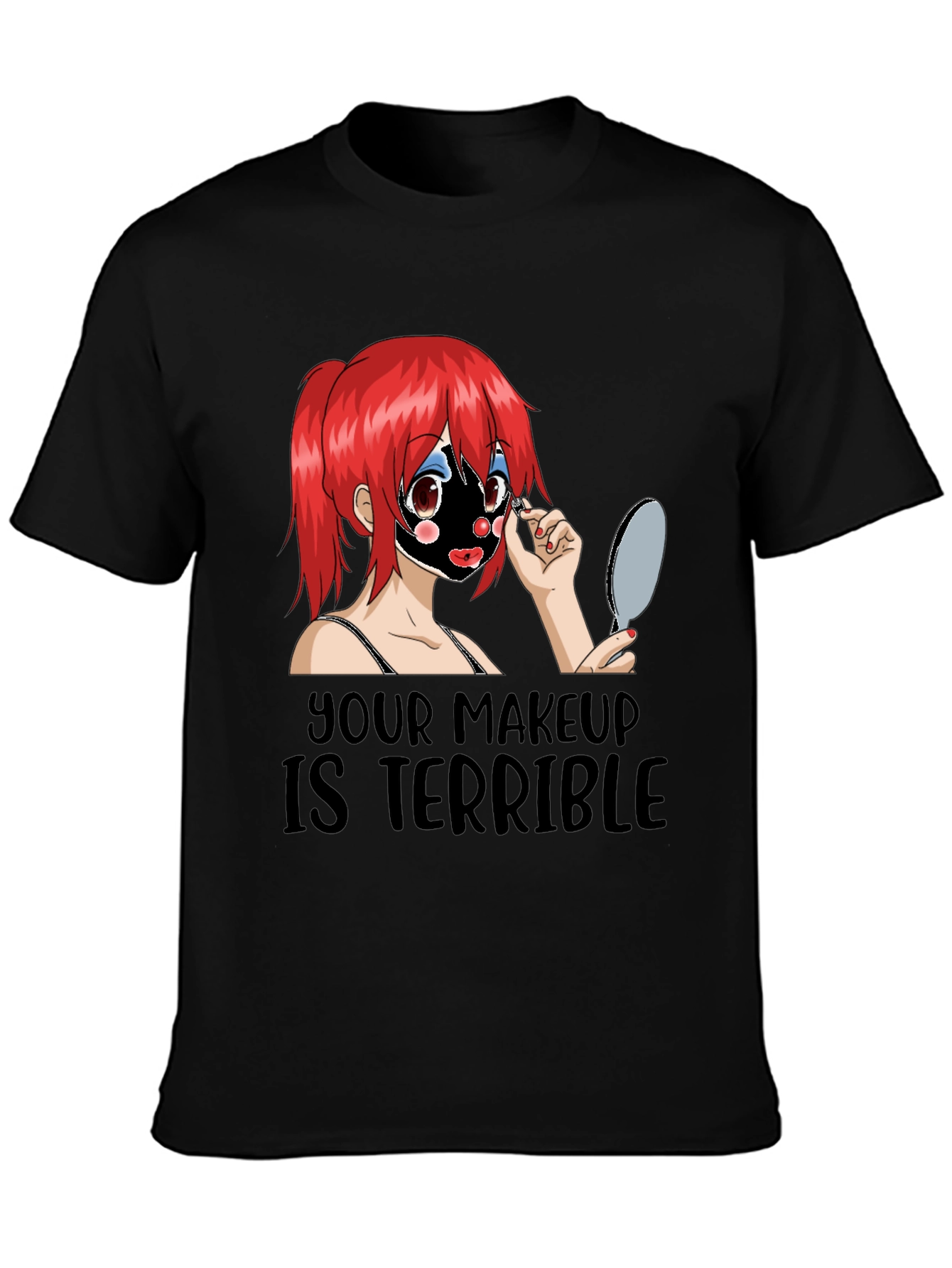 Terrible Makeup Anime Girl Graphic Tee