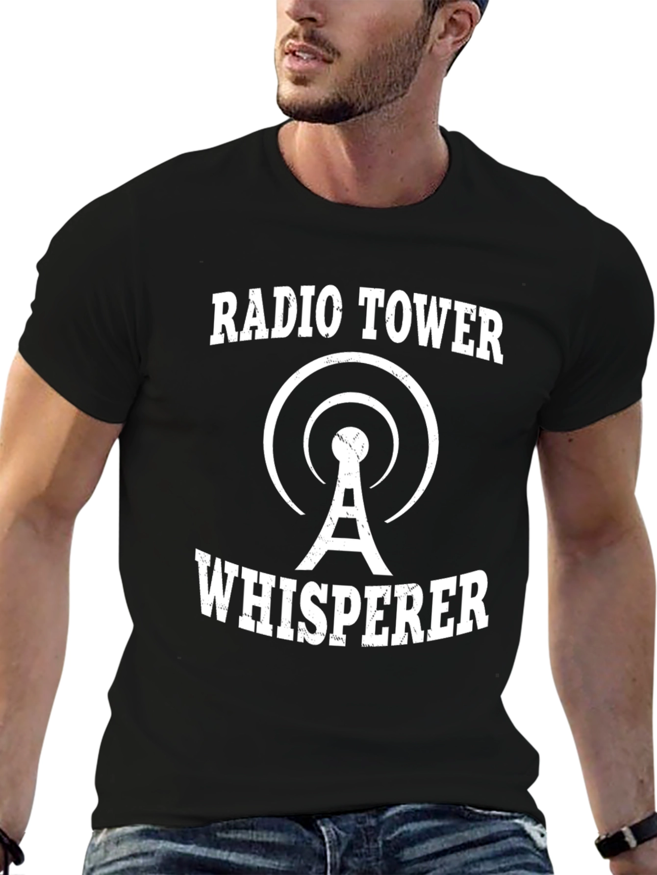 Radio Tower Whisperer Black T-Shirt