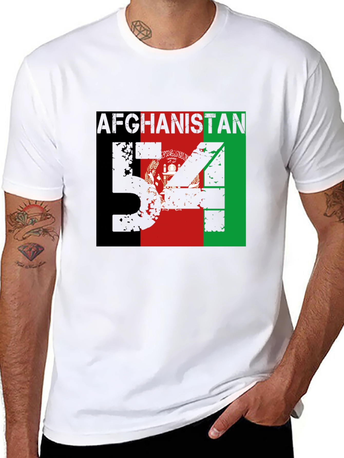 Afghanistan Flag T-Shirt Mens Black Patriotic Graphic Tee