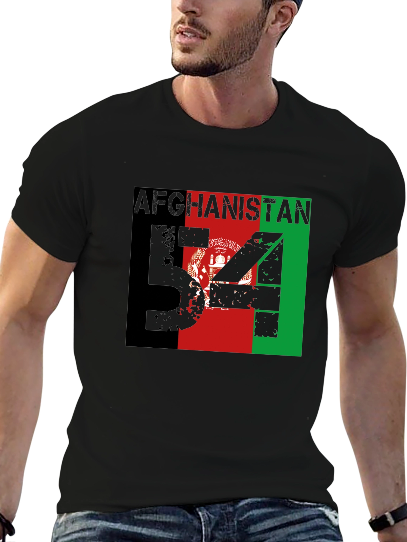 Afghanistan Flag T-Shirt Mens Black Patriotic Graphic Tee