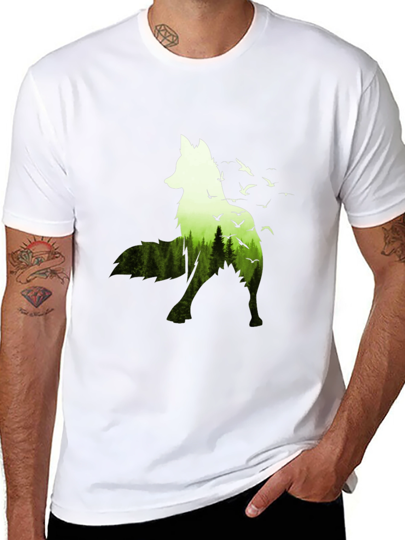Nature Wolf Graphic Tee - Mens Black T-Shirt
