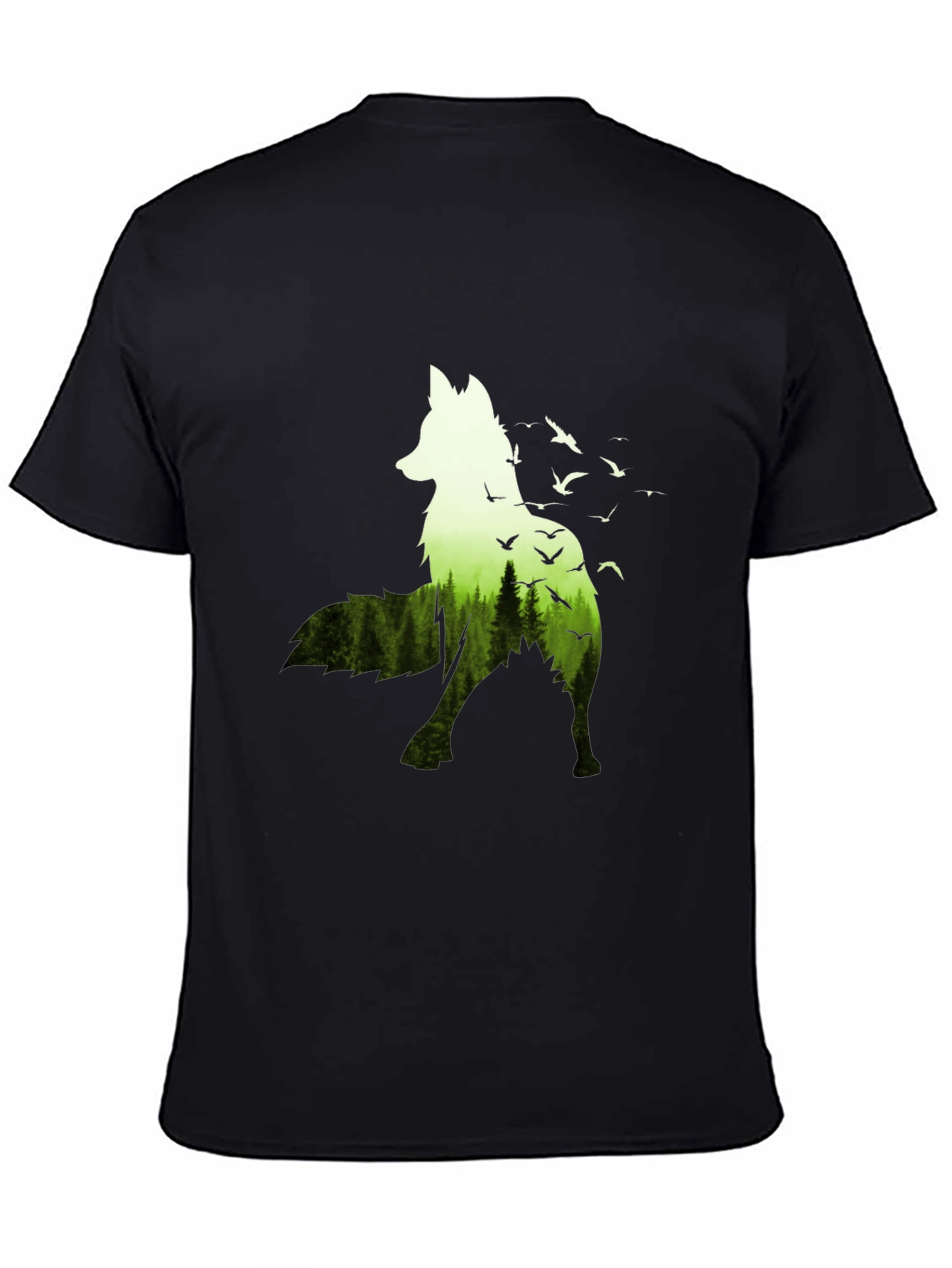 Nature Wolf Graphic Tee - Mens Black T-Shirt