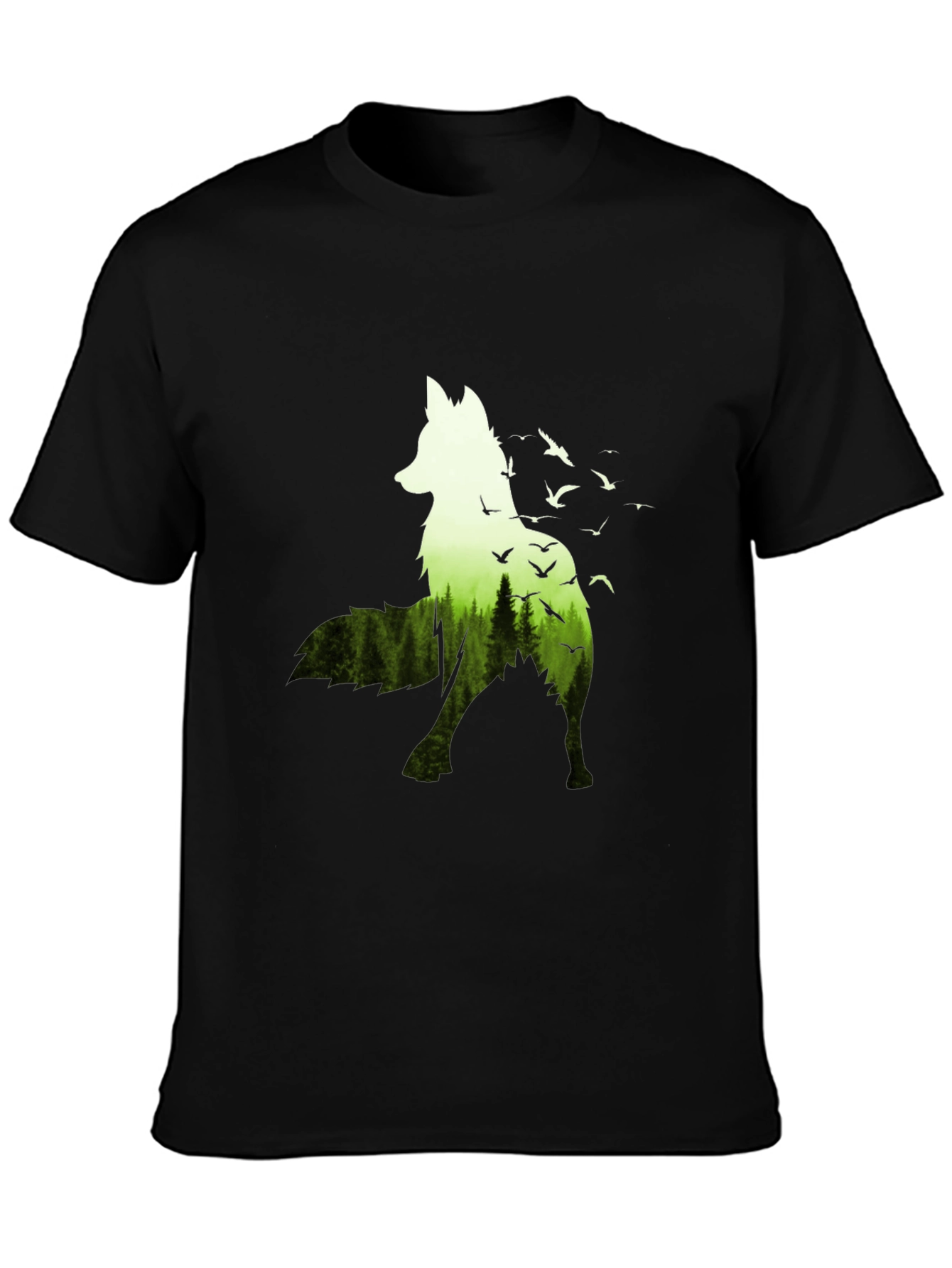 Nature Wolf Graphic Tee - Mens Black T-Shirt