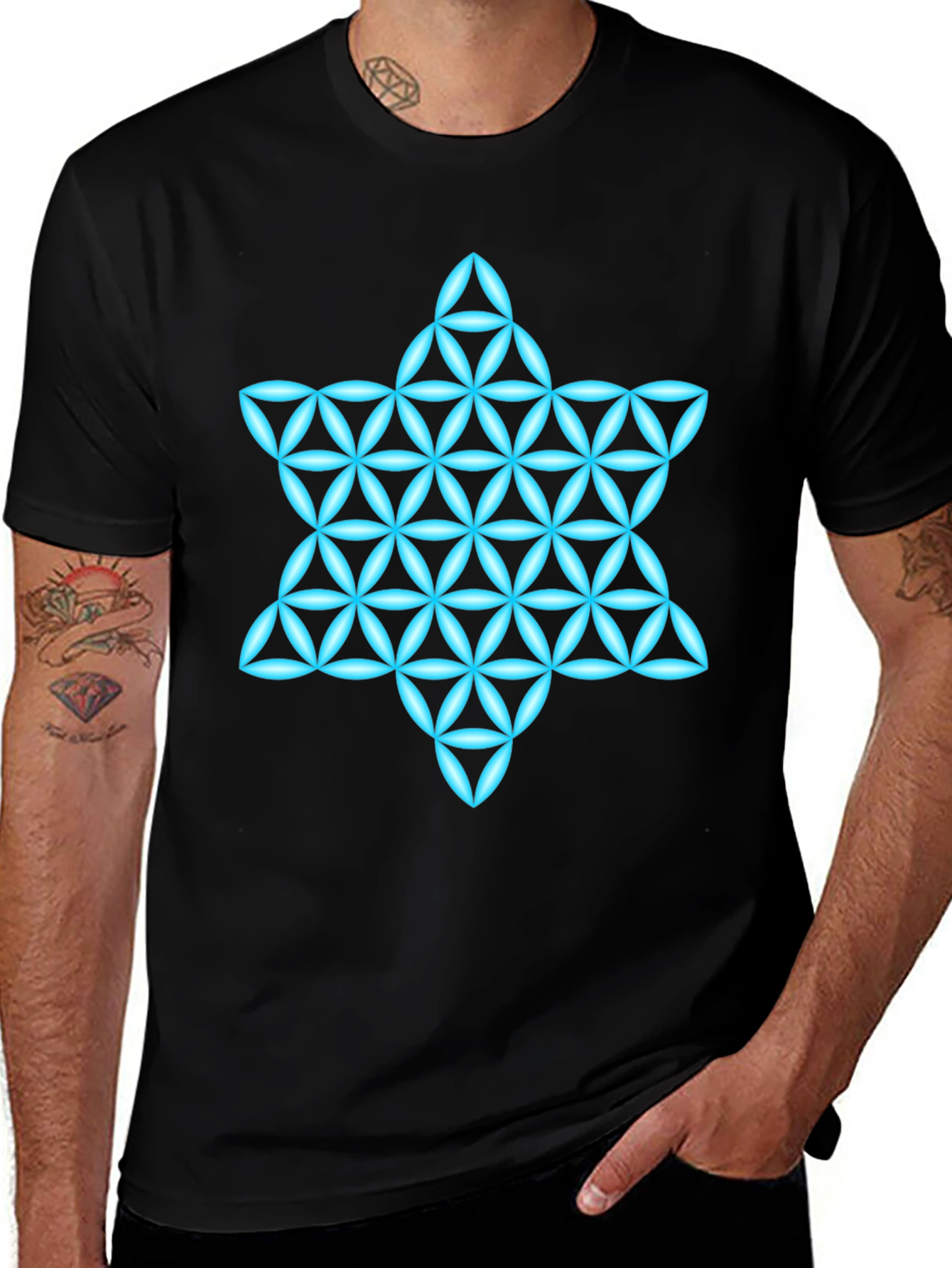 Geometric Star T-Shirt - Mens Black Graphic Tee