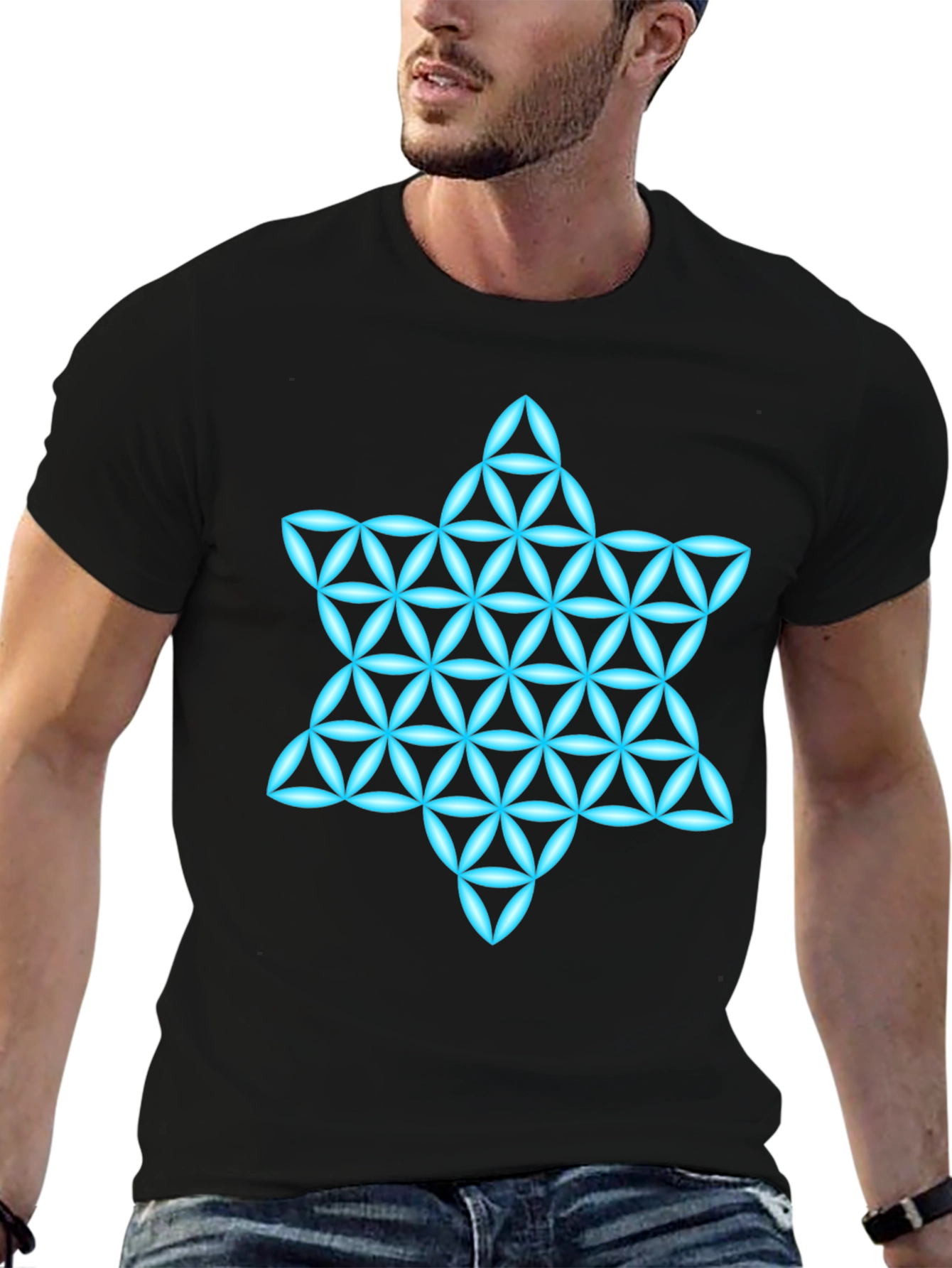 Geometric Star T-Shirt - Mens Black Graphic Tee