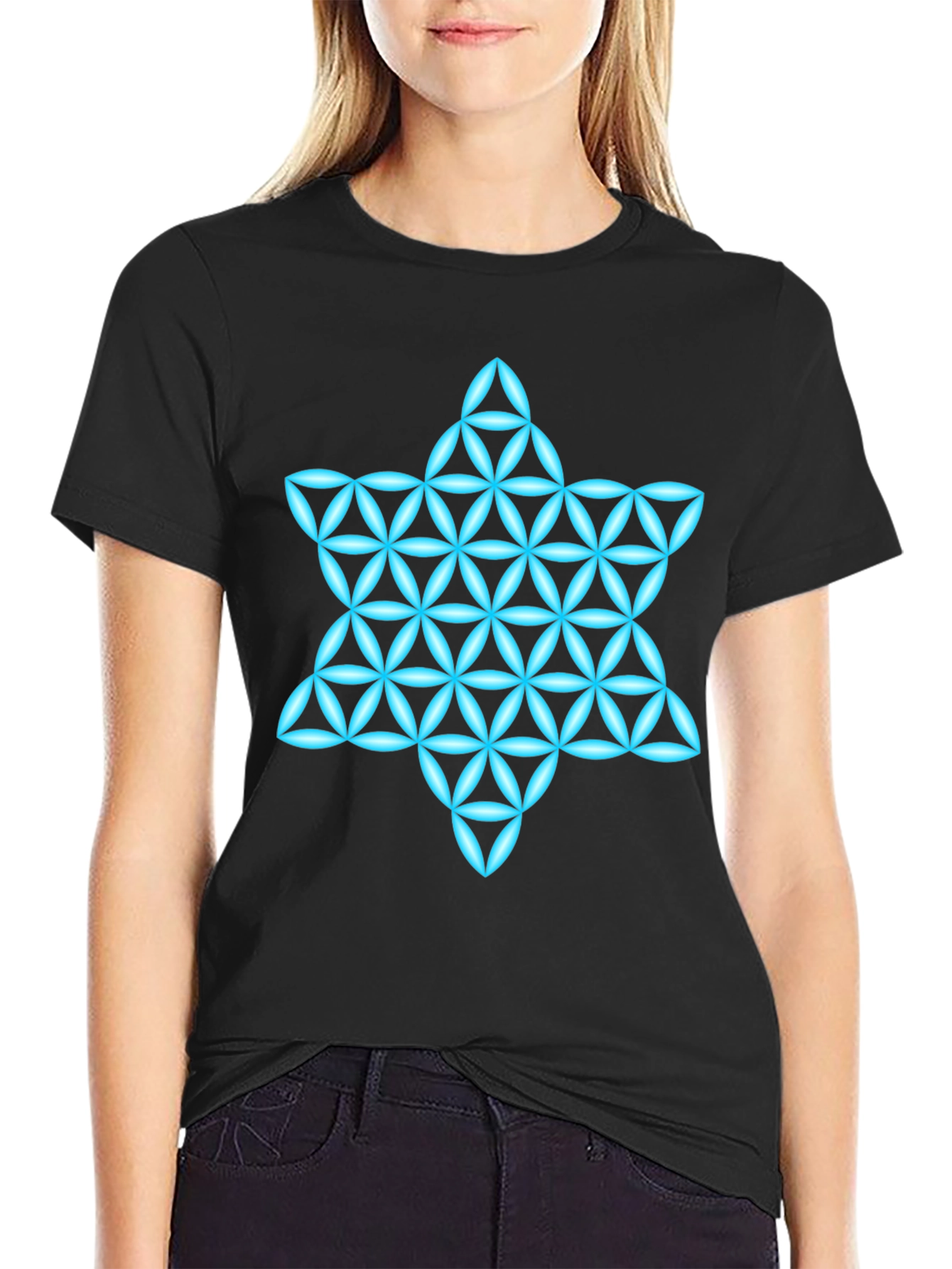 Geometric Star T-Shirt - Mens Black Graphic Tee