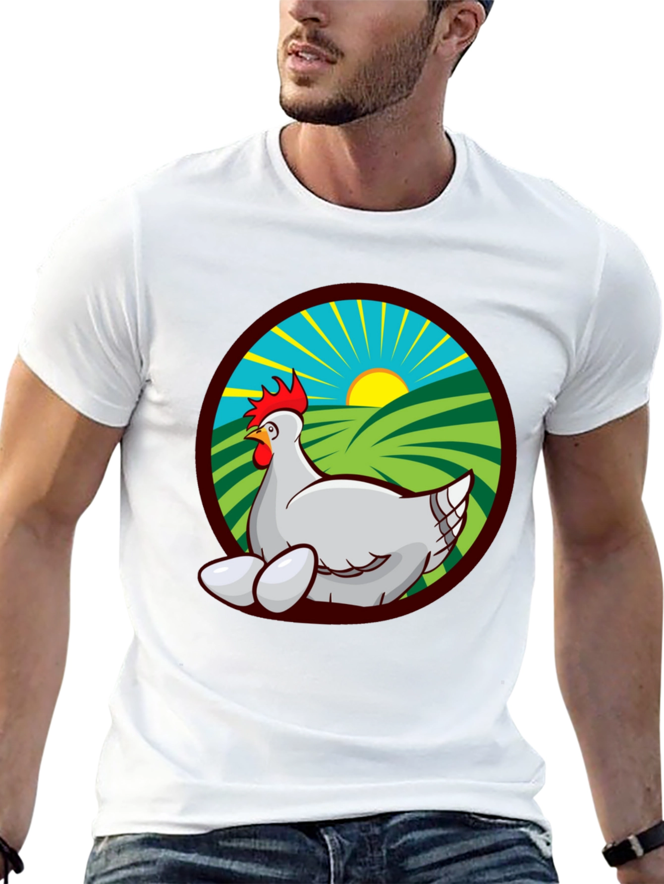Chicken and Eggs Graphic Tee - Farm Fresh Design