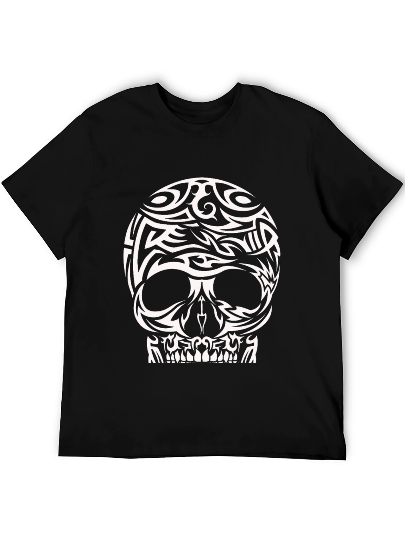 Tribal Skull Graphic Tee - Black